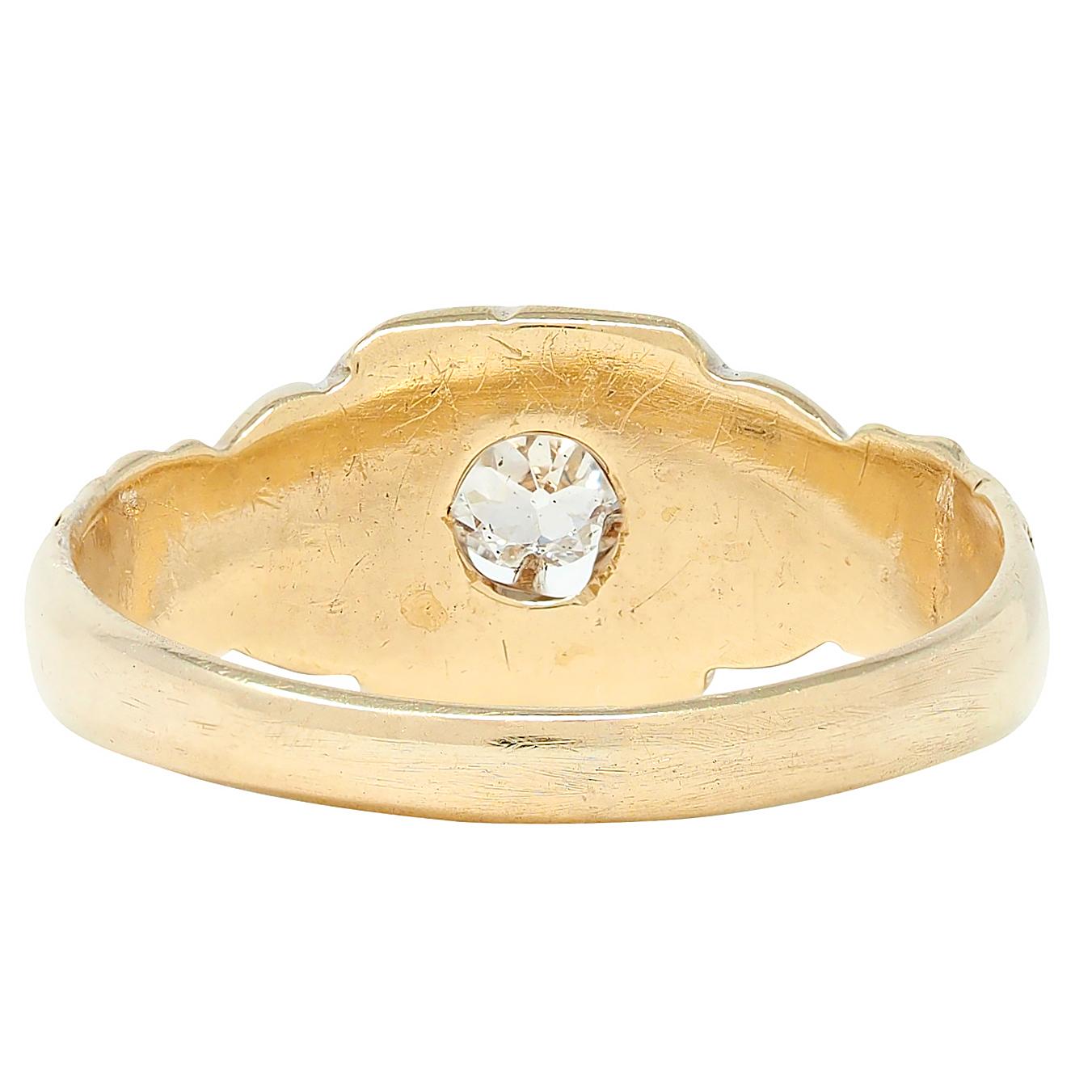 Victorian 0.15 CTW 14 Karat Yellow Gold Antique Belcher Engagement Ring