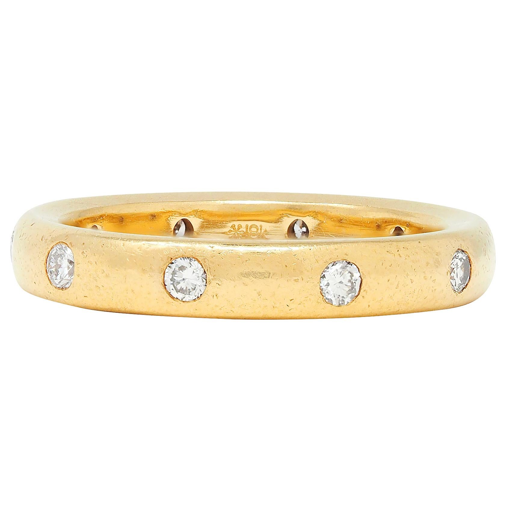 2000's Diamond 18 Karat Yellow Gold Flush Set Band Ring