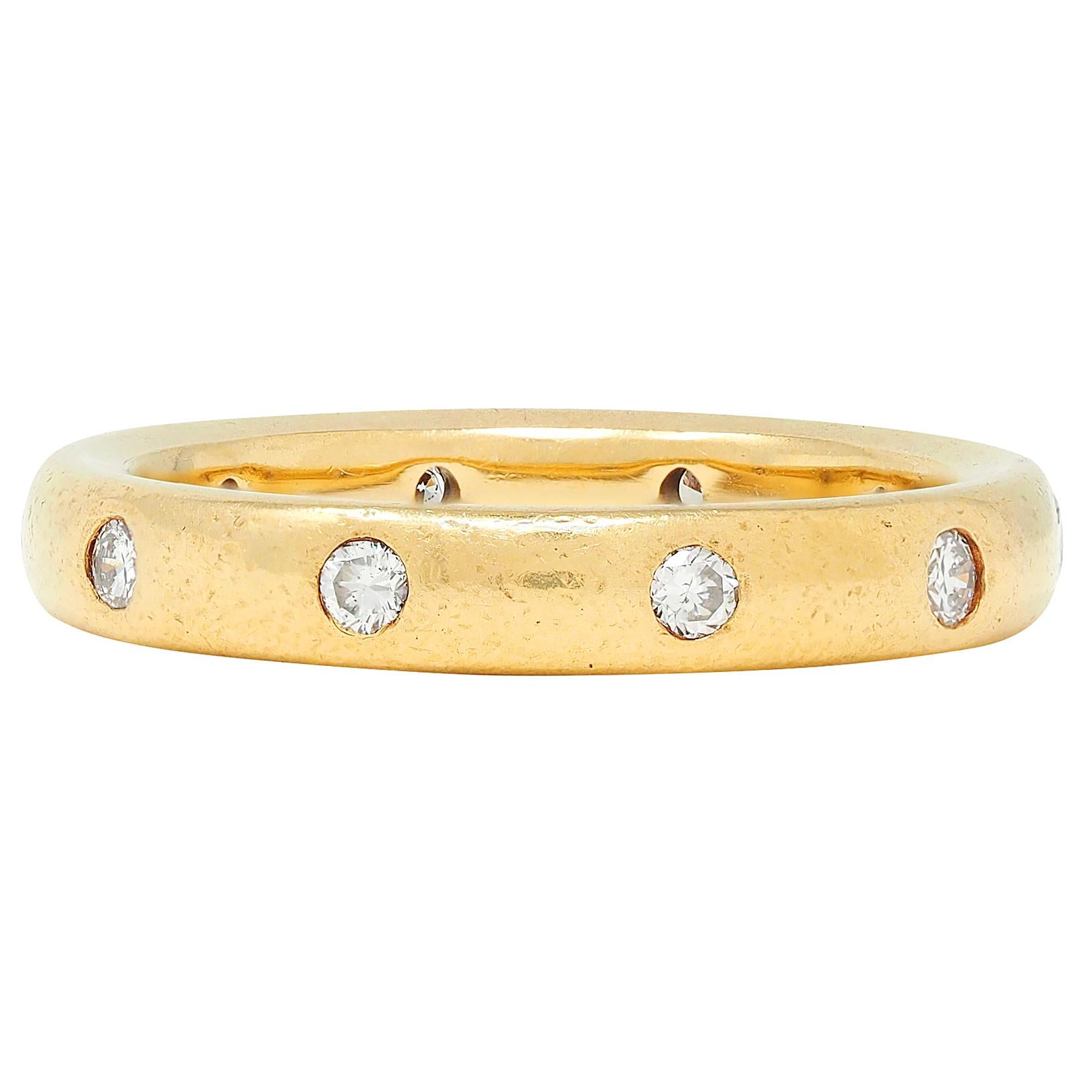 2000's Diamond 18 Karat Yellow Gold Flush Set Band Ring