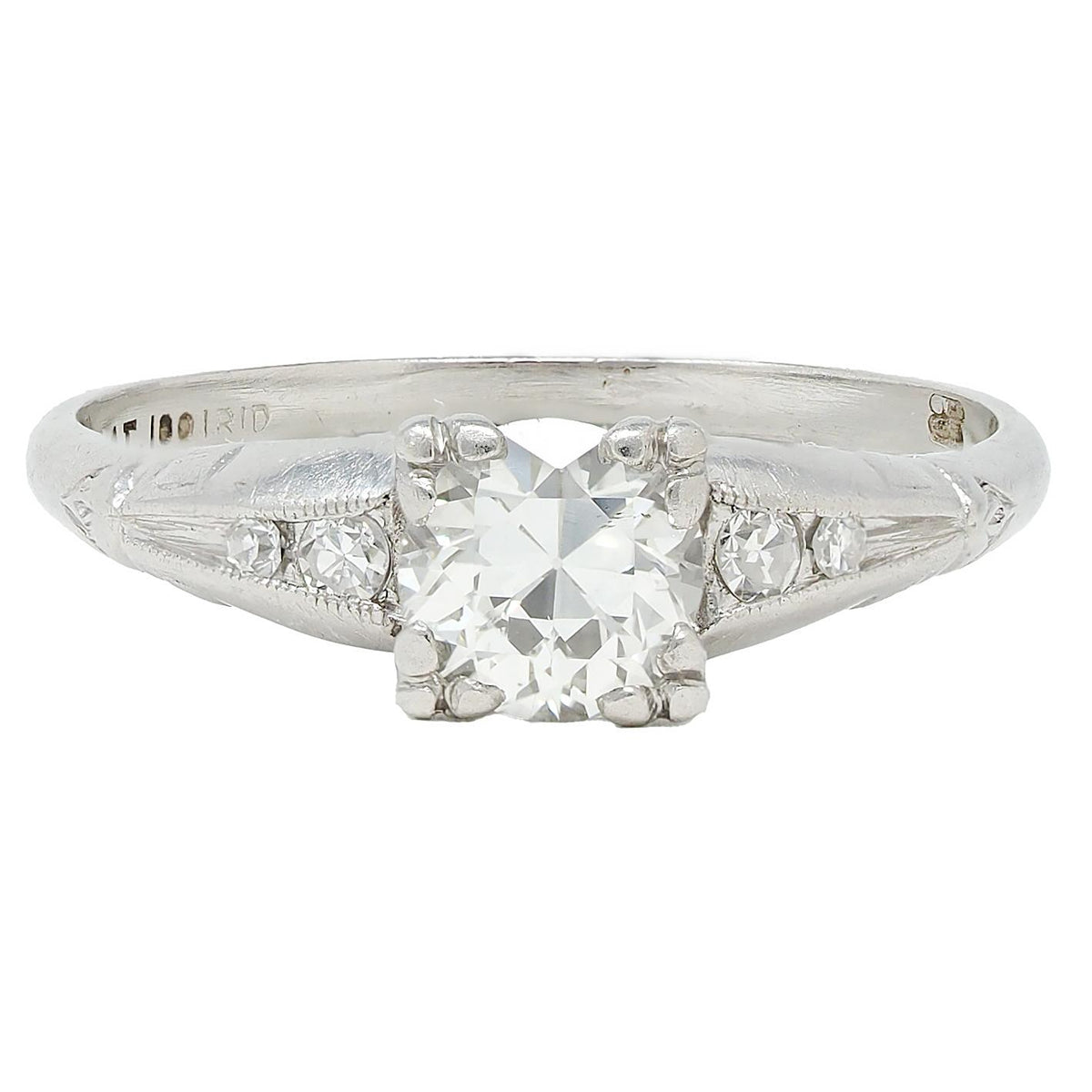 Baskin Bros. Retro Old European Cut Diamond Platinum Vintage Engagemen