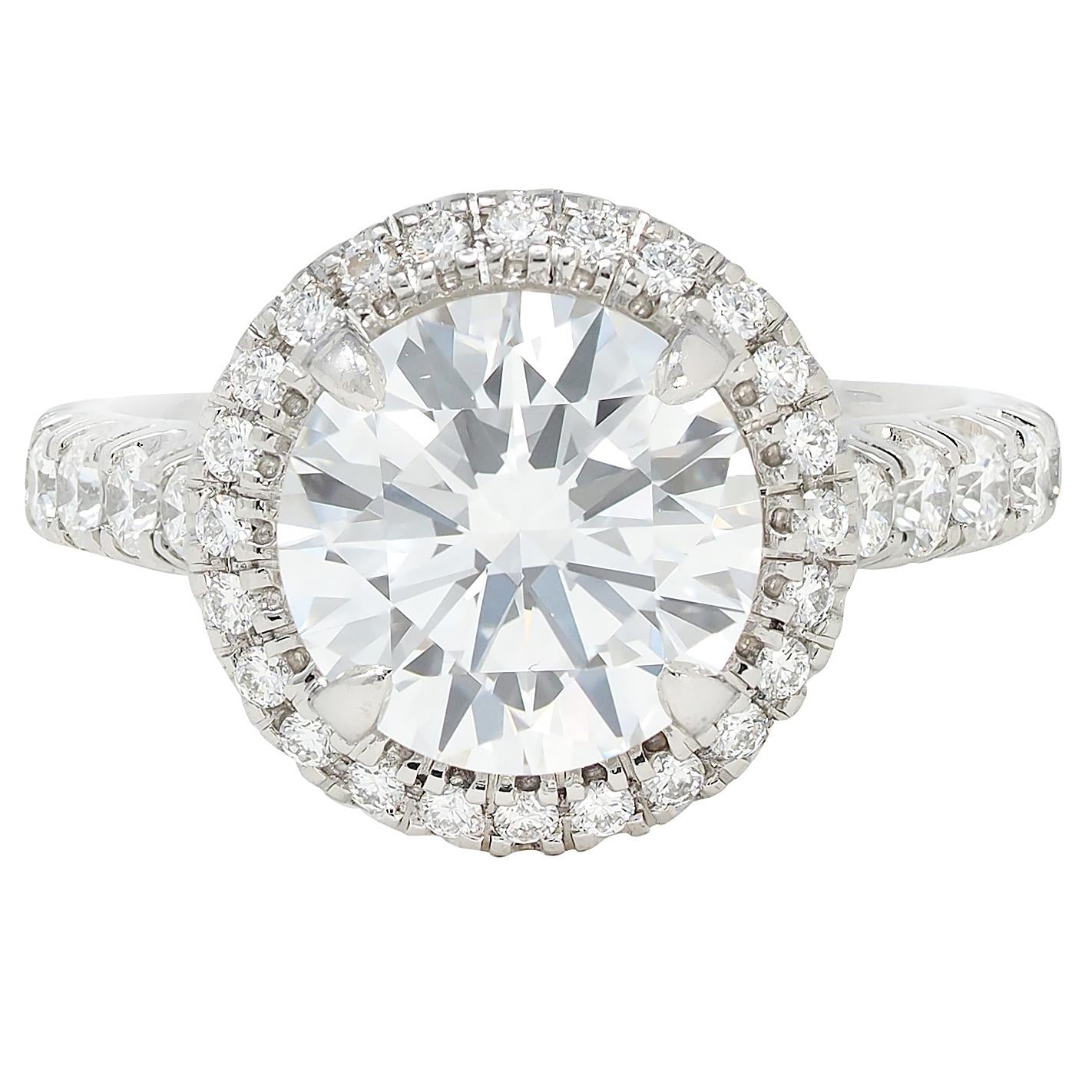 Cartier French 2.60 CTW Diamond Platinum Destinée Halo Engagement Ring GIA