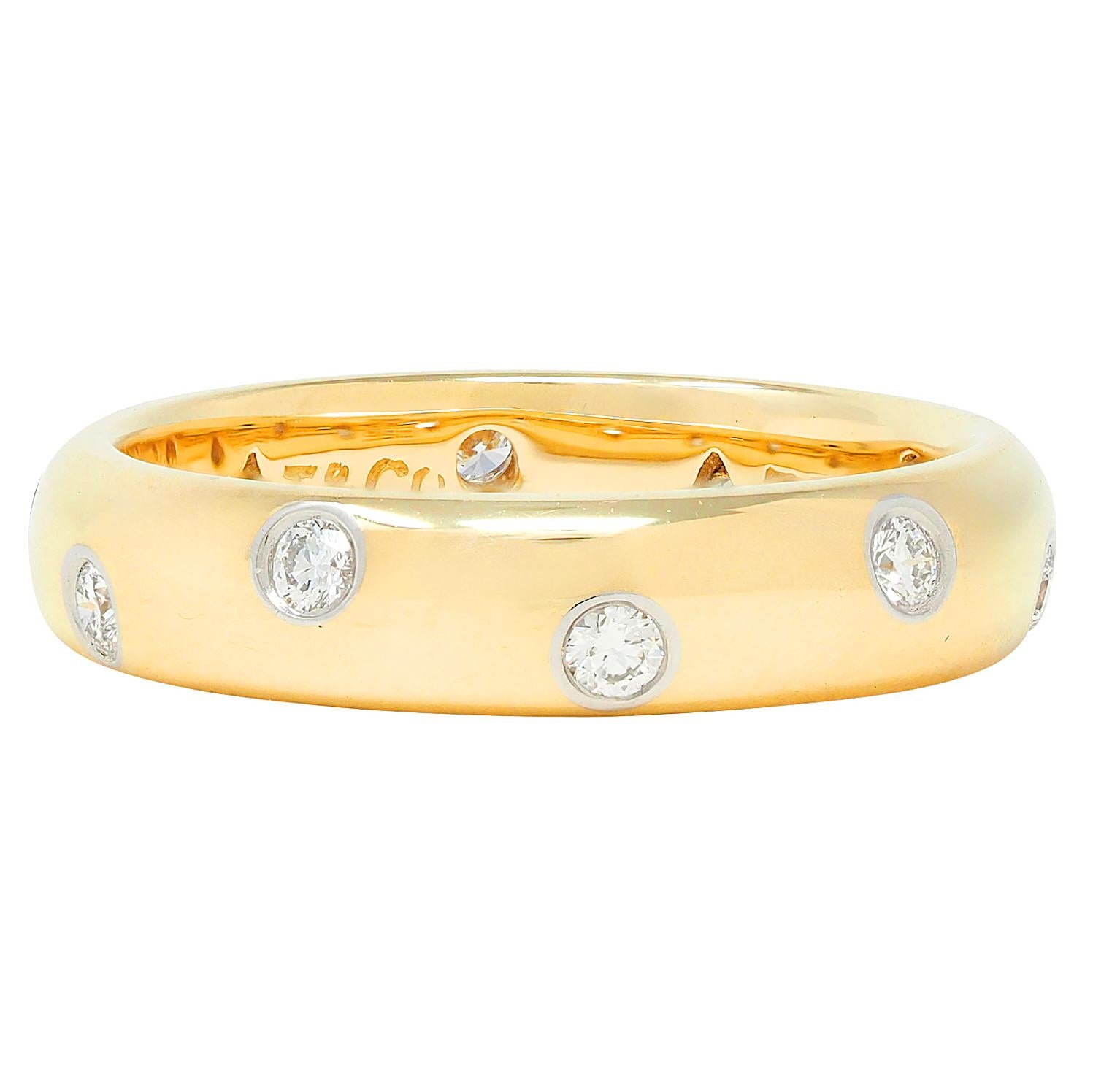 Tiffany & Co. 2000's Diamond Platinum 18 Karat Yellow Gold Etoile Band Ring