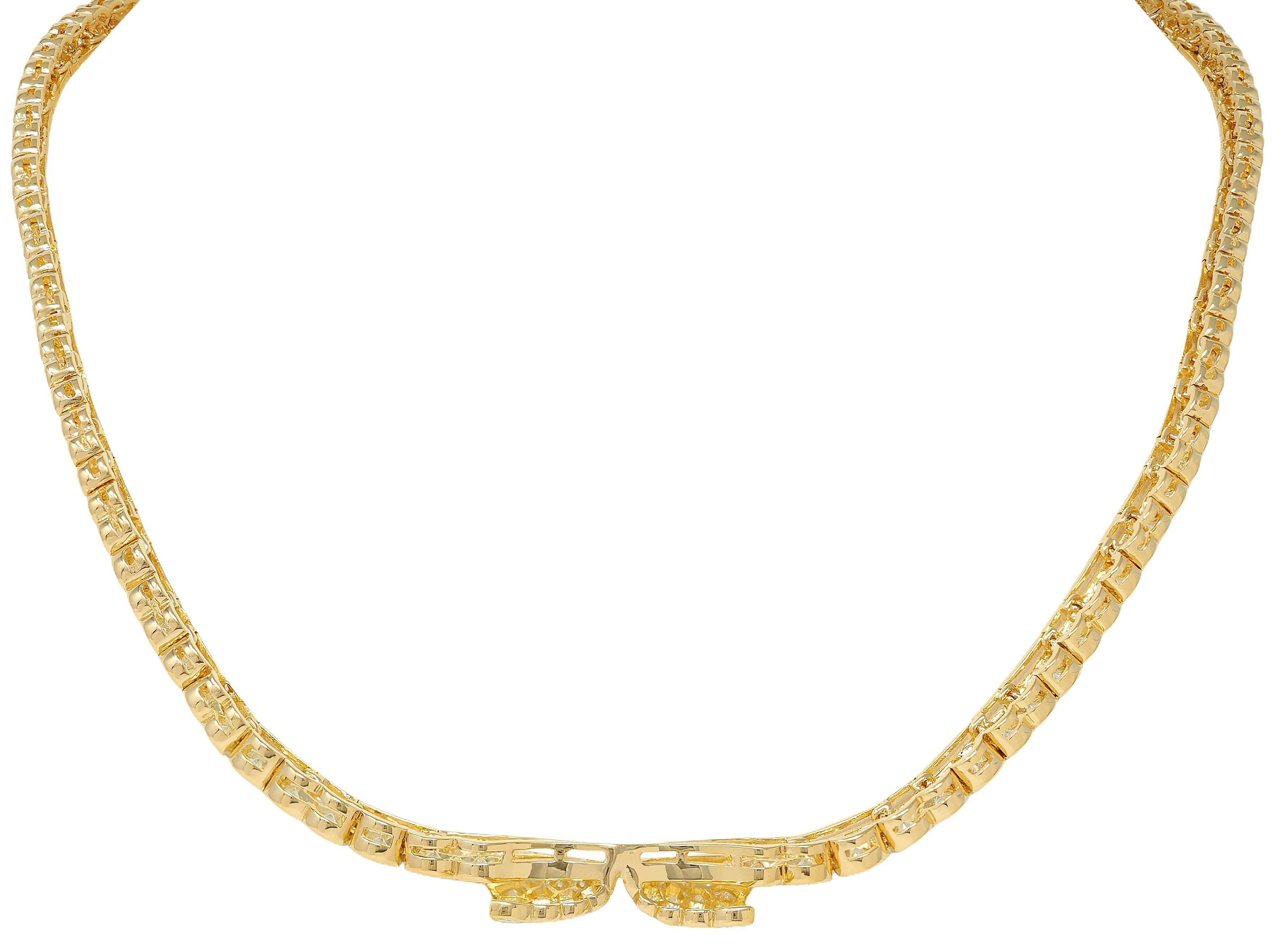 Van Cleef & Arpels French 20.62 CTW Diamond 18K Yellow Gold Bow Collar Necklace