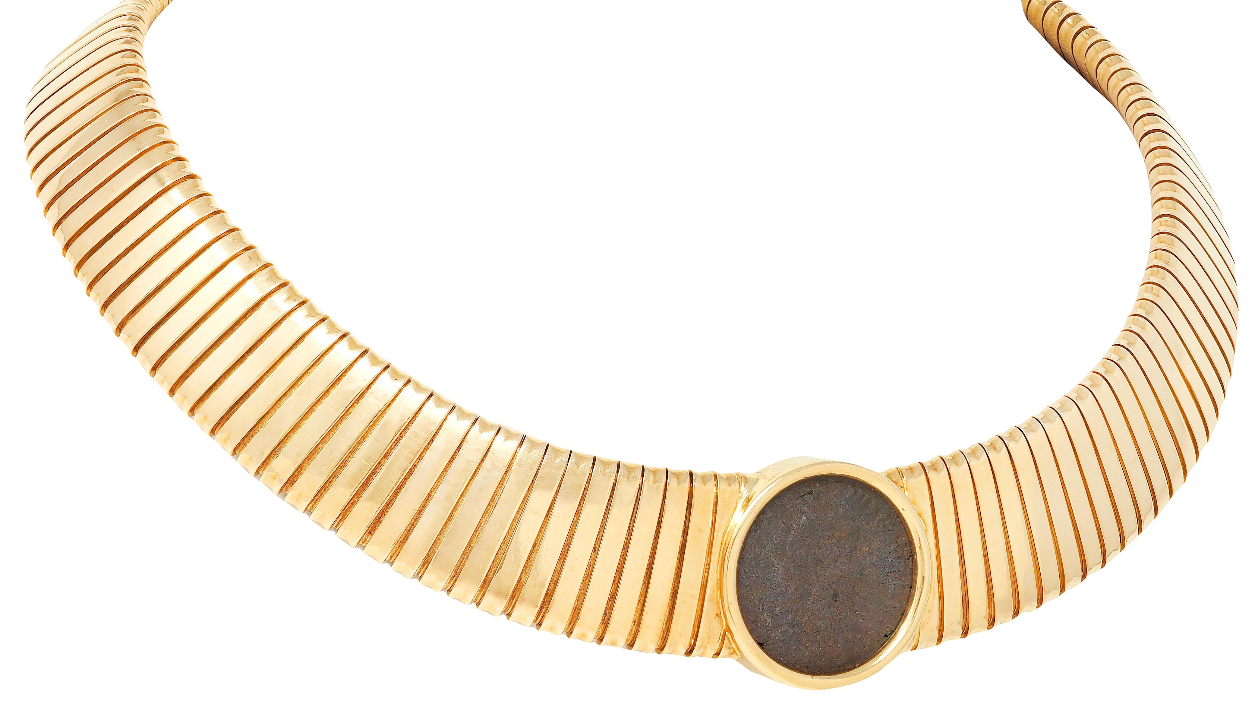 Carlo Weingrill 1980's 18K Gold Vintage Ancient Roman Coin Tubogas Necklace