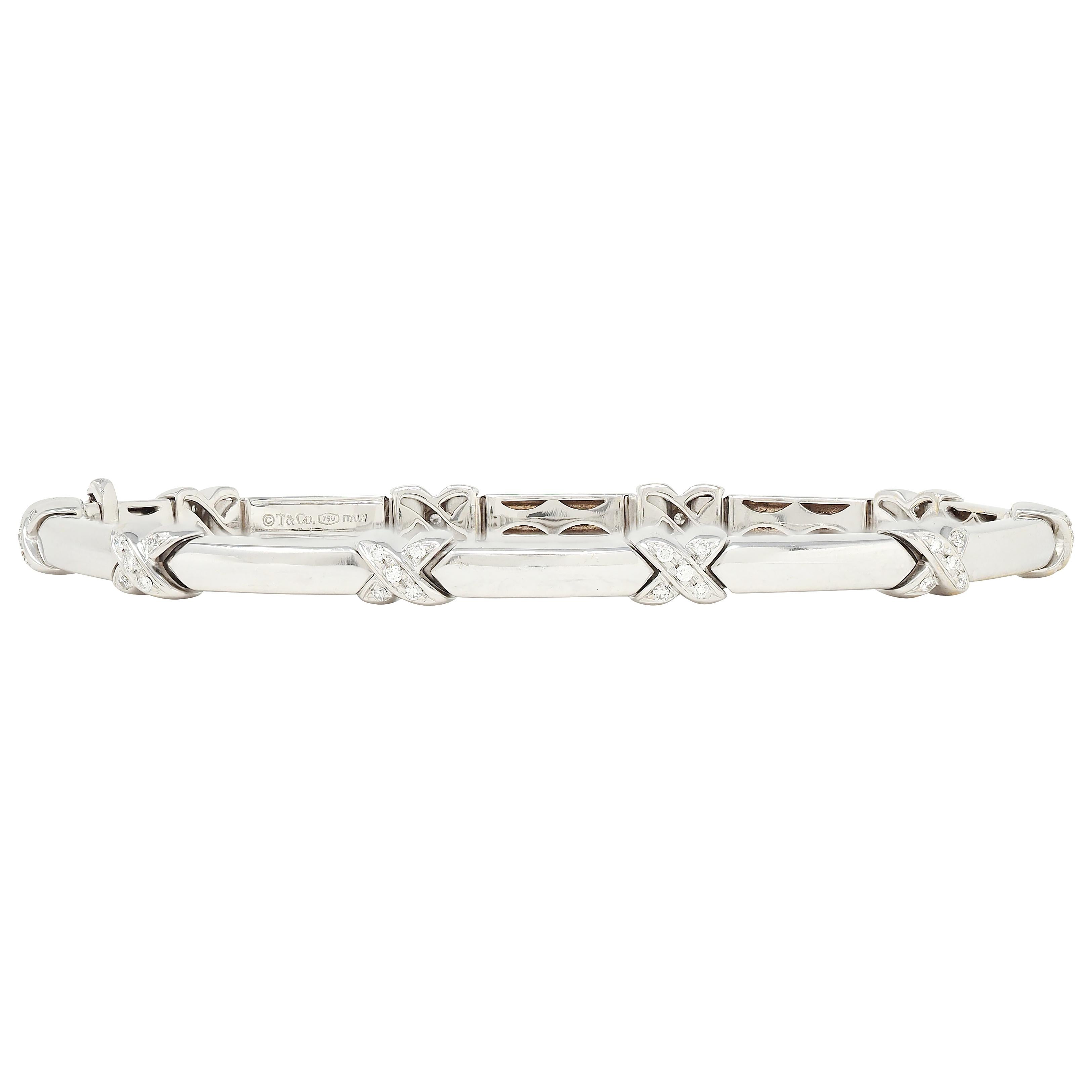 Tiffany & Co. 2000's 0.50 Diamond 18 Karat White Gold X Link Bracelet