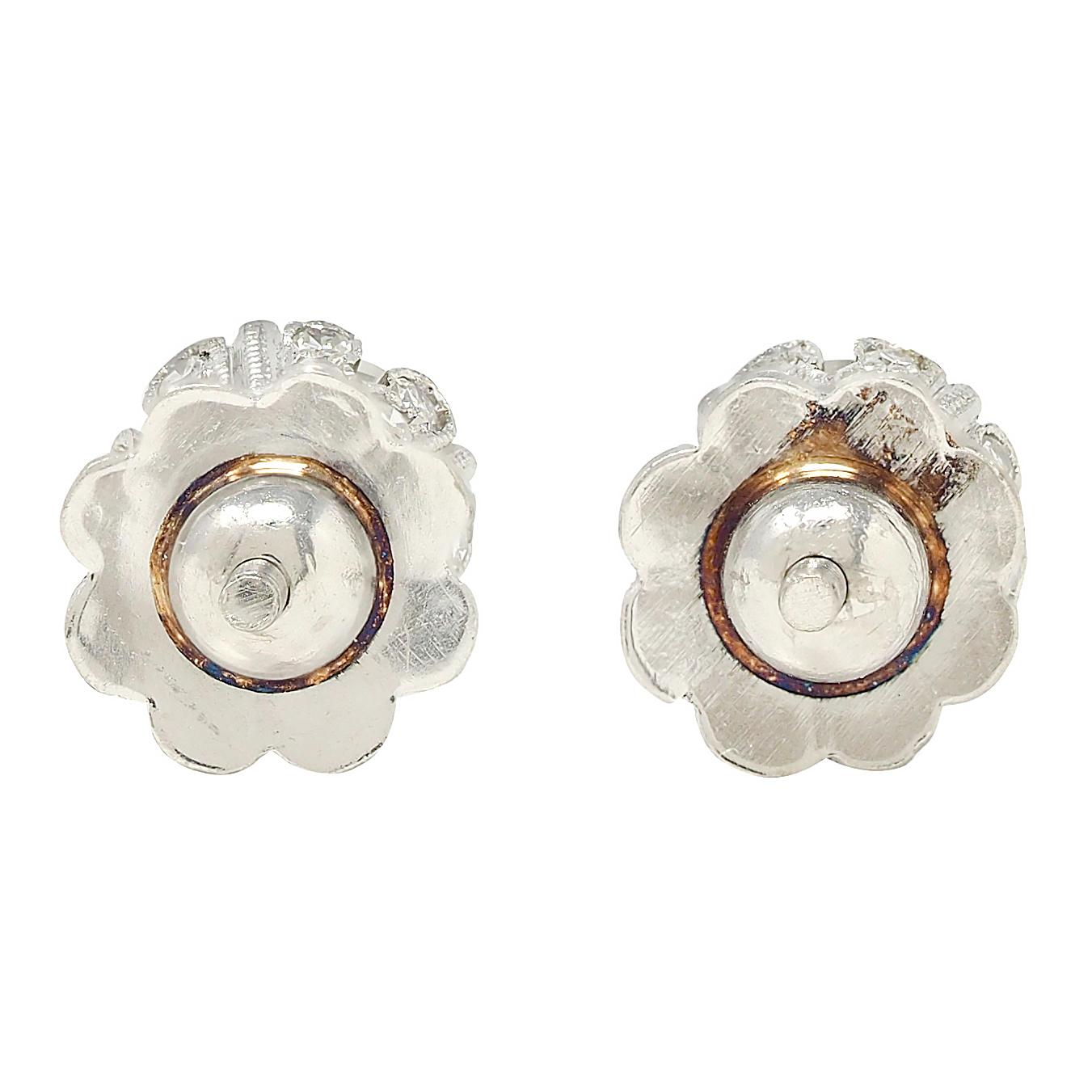 Edwardian 2.80 CTW Diamond Platinum Antique Butterfly Screw-Back Stud Earrings