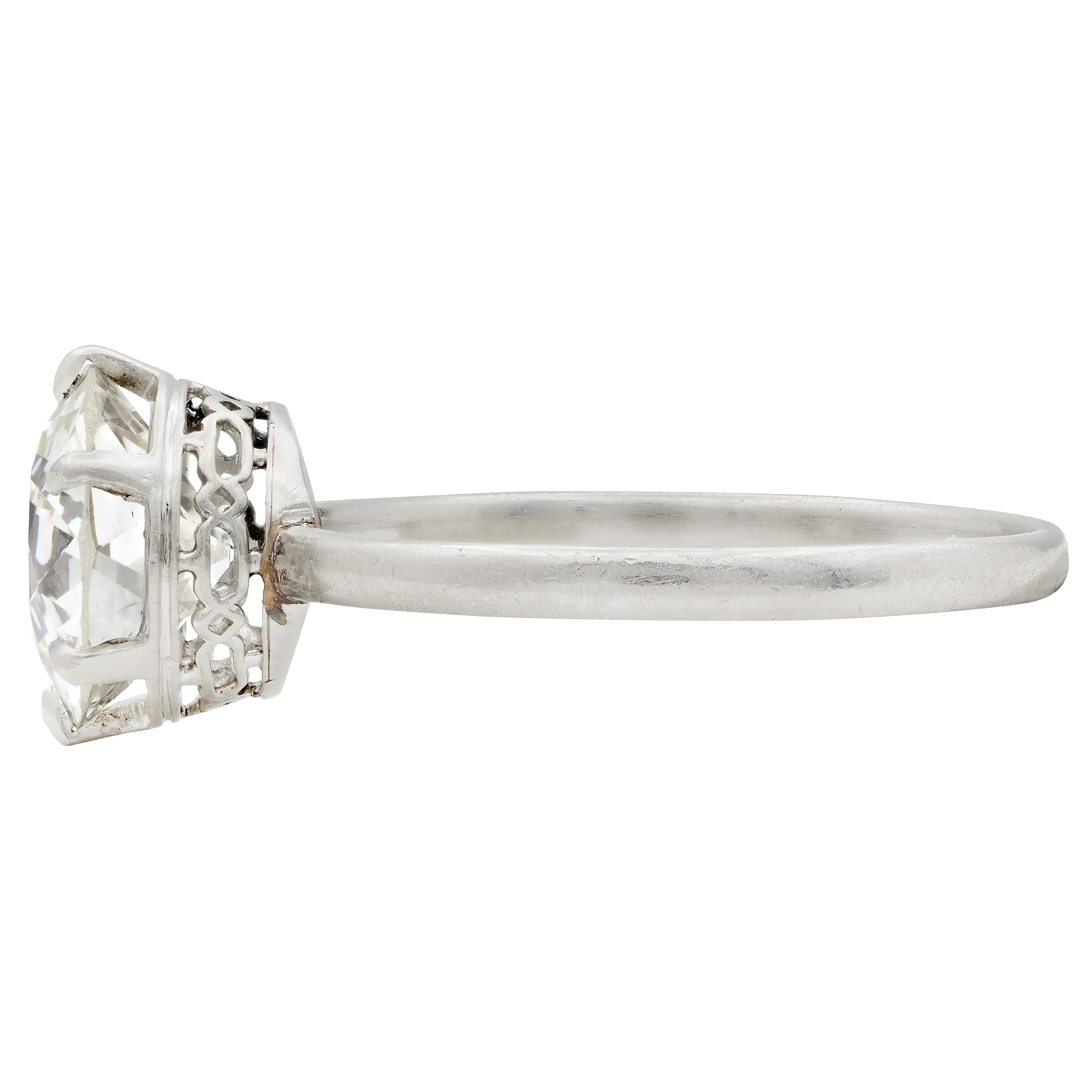 Art Deco 2.29 CTW Diamond Platinum Vintage Solitaire Engagement Ring GIA