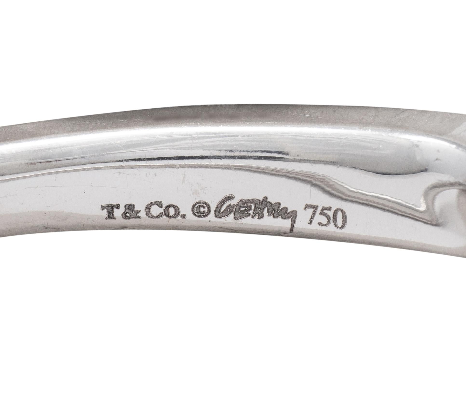 Frank Gehry Tiffany & Co. 1990's Diamond 18K White Gold Square Torque Band Ring