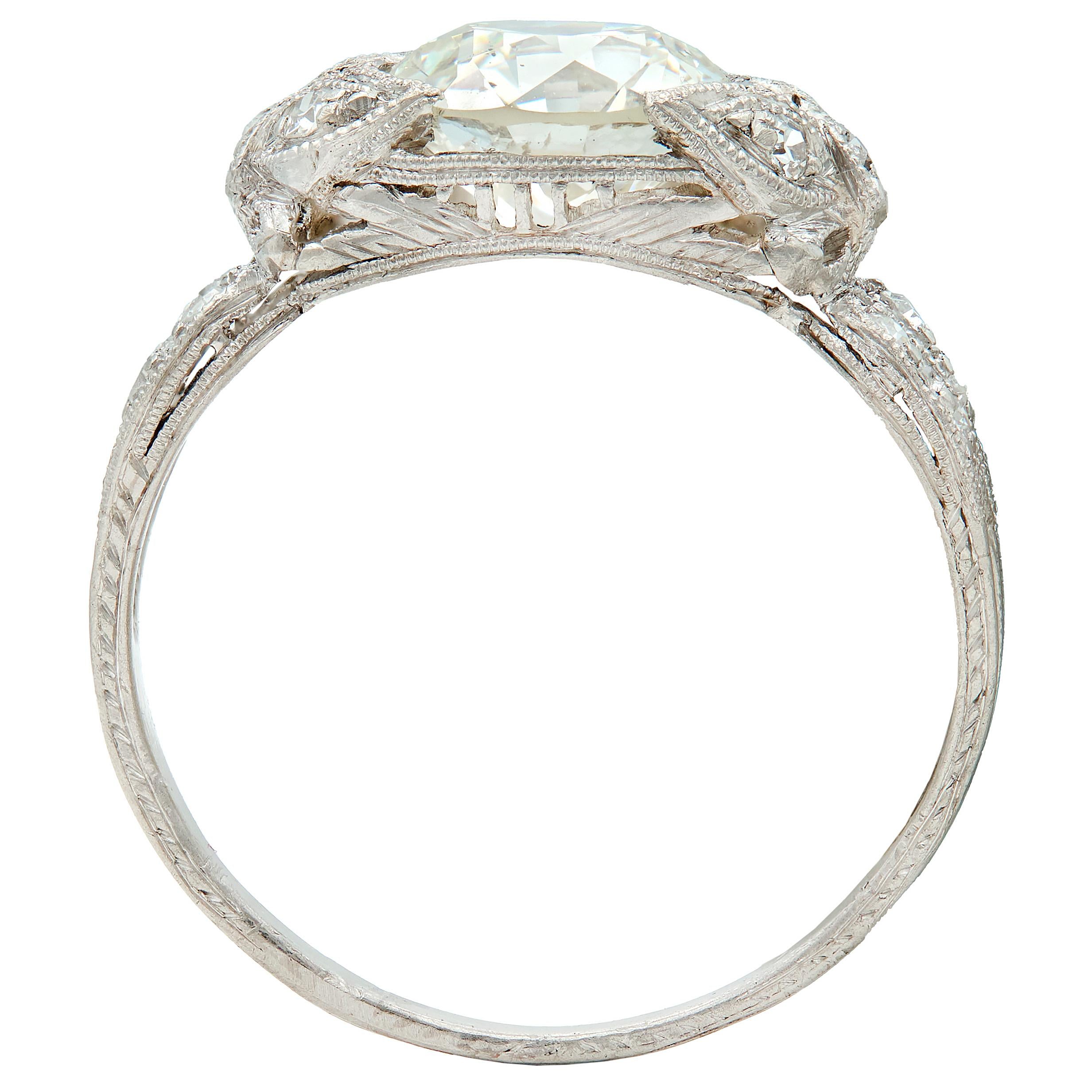 Belle Epoque Old European Diamond Platinum Butterfly Antique Engagement Ring GIA