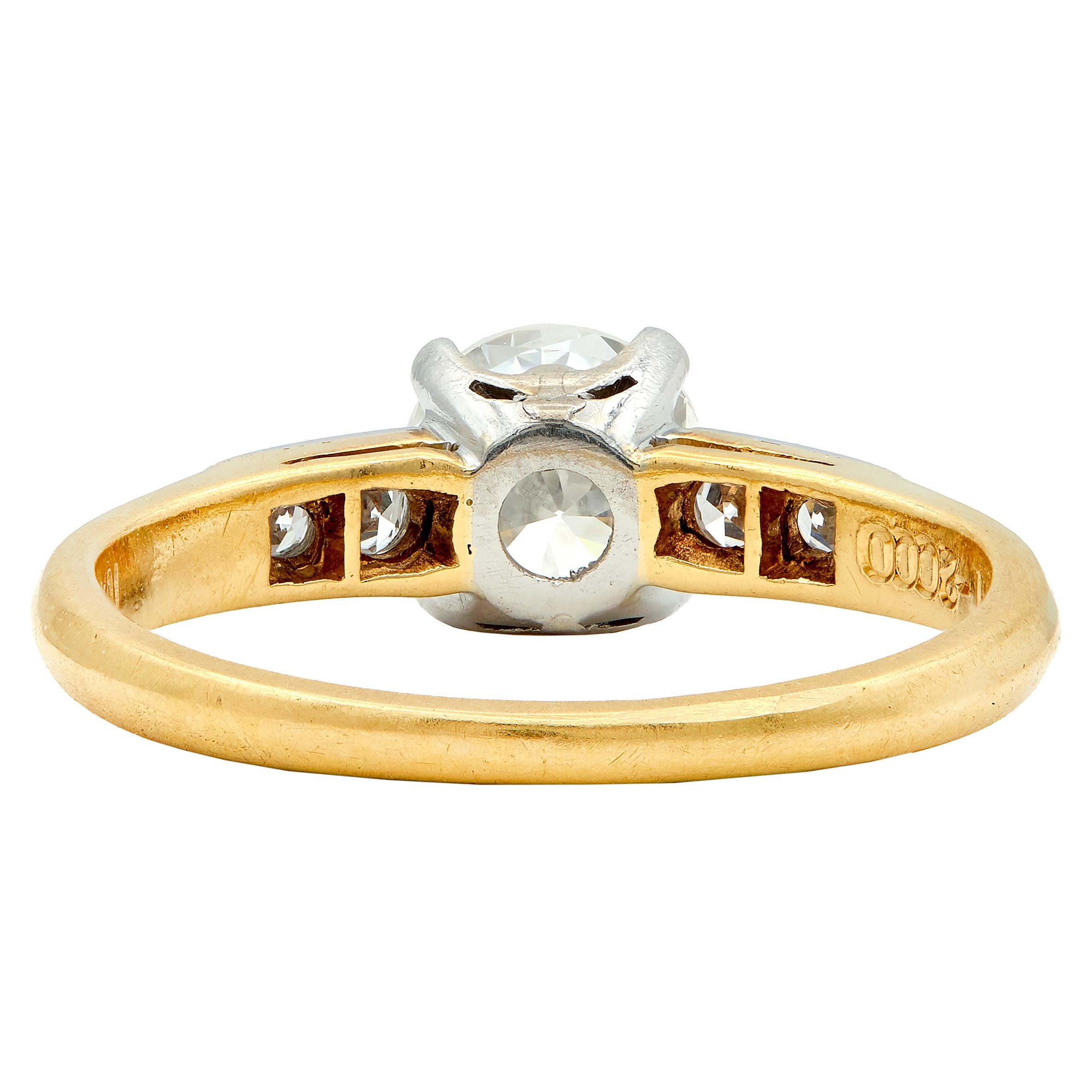 Cartier 0.73 CTW Transitional Cut Diamond Platinum 18K Gold Engagement Ring