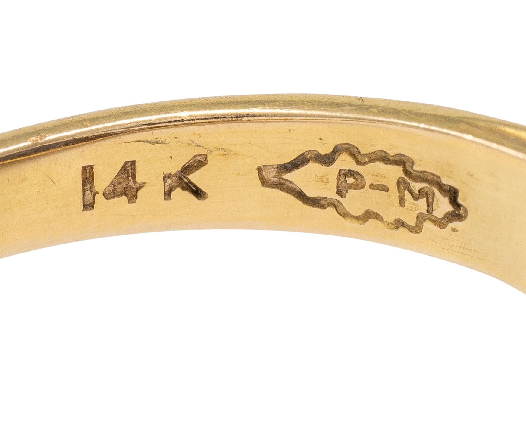 1905 Art Nouveau 3.54 CTW Sapphire 14 Karat Yellow Gold Antique Flower Ring