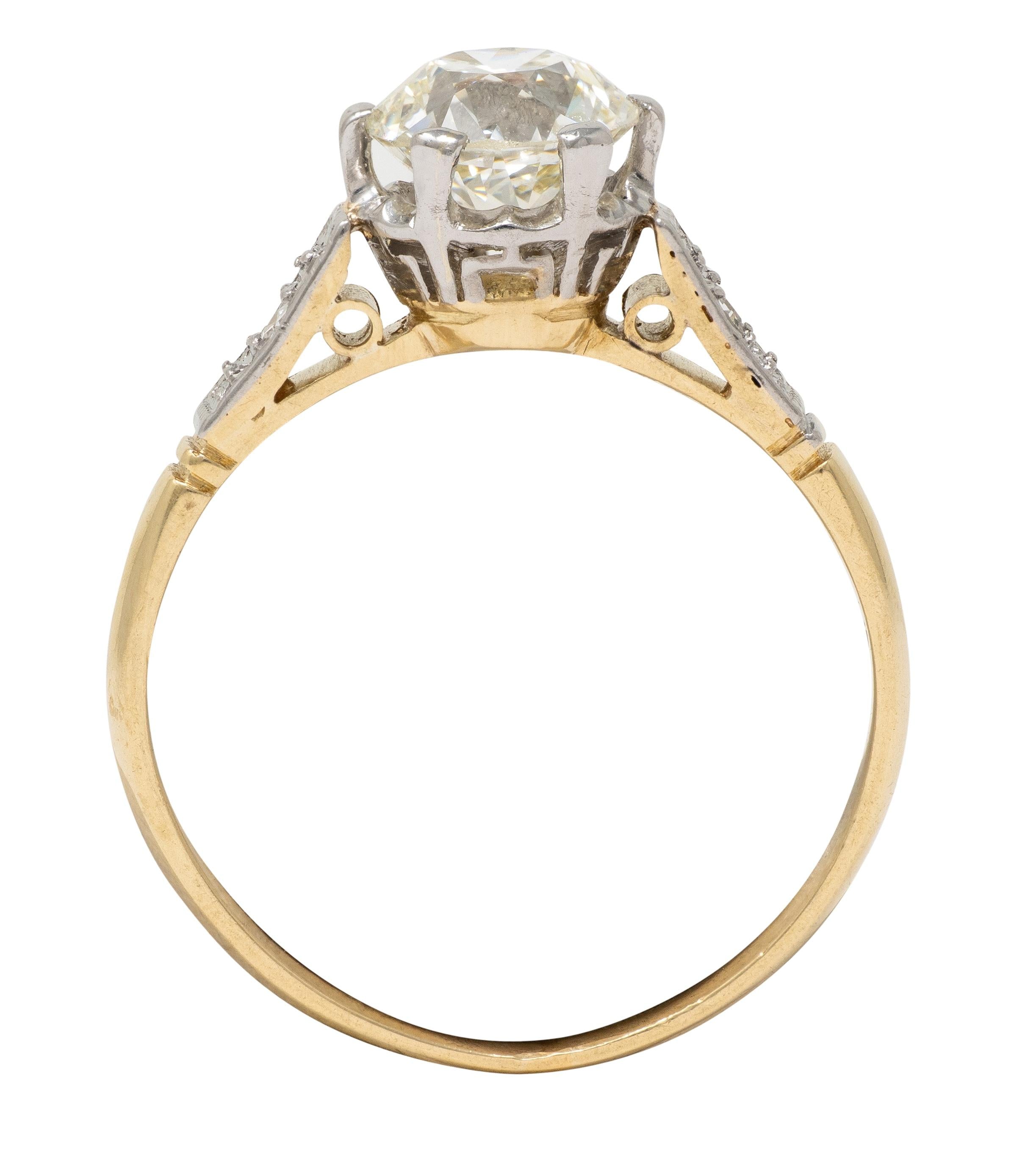 Art Deco Old European Cut Diamond Platinum 18K Gold Antique Engagement Ring