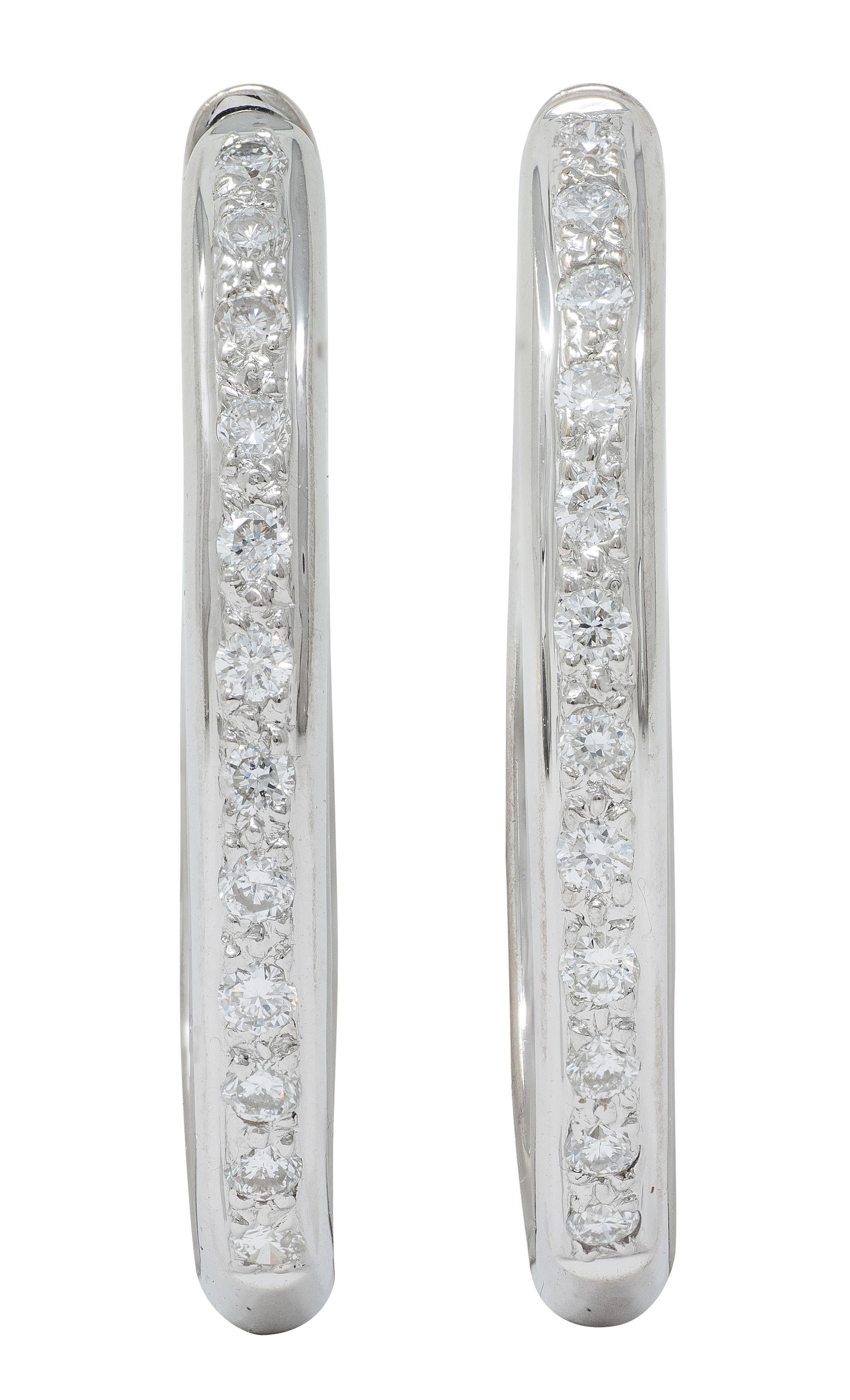 Contemporary 0.66 CTW Diamond 18 Karat White Gold Heart Hoop Earrings