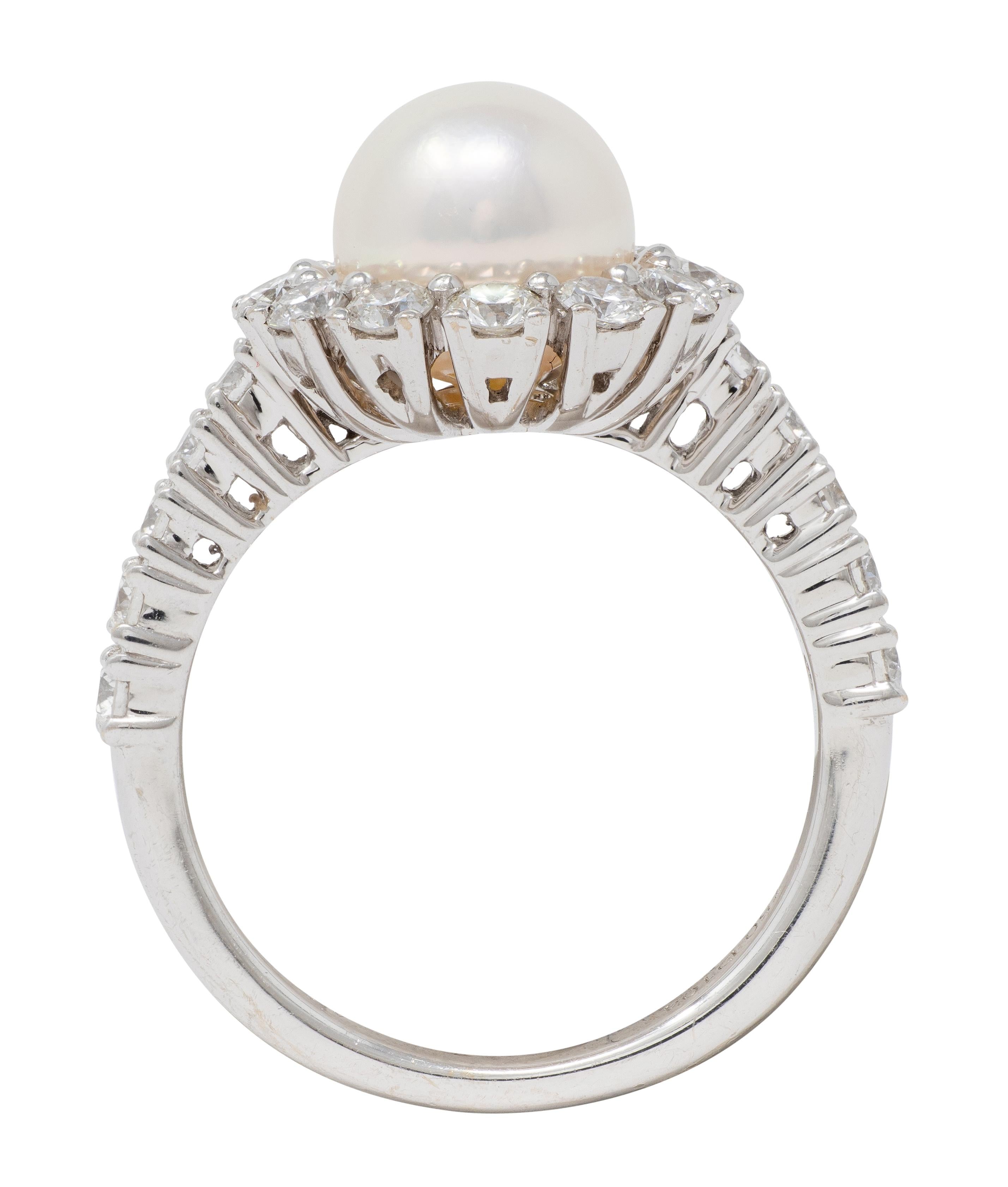 Assael Contemporary 1.04 CTW Diamond South Sea Pearl 18K Gold Halo Ring