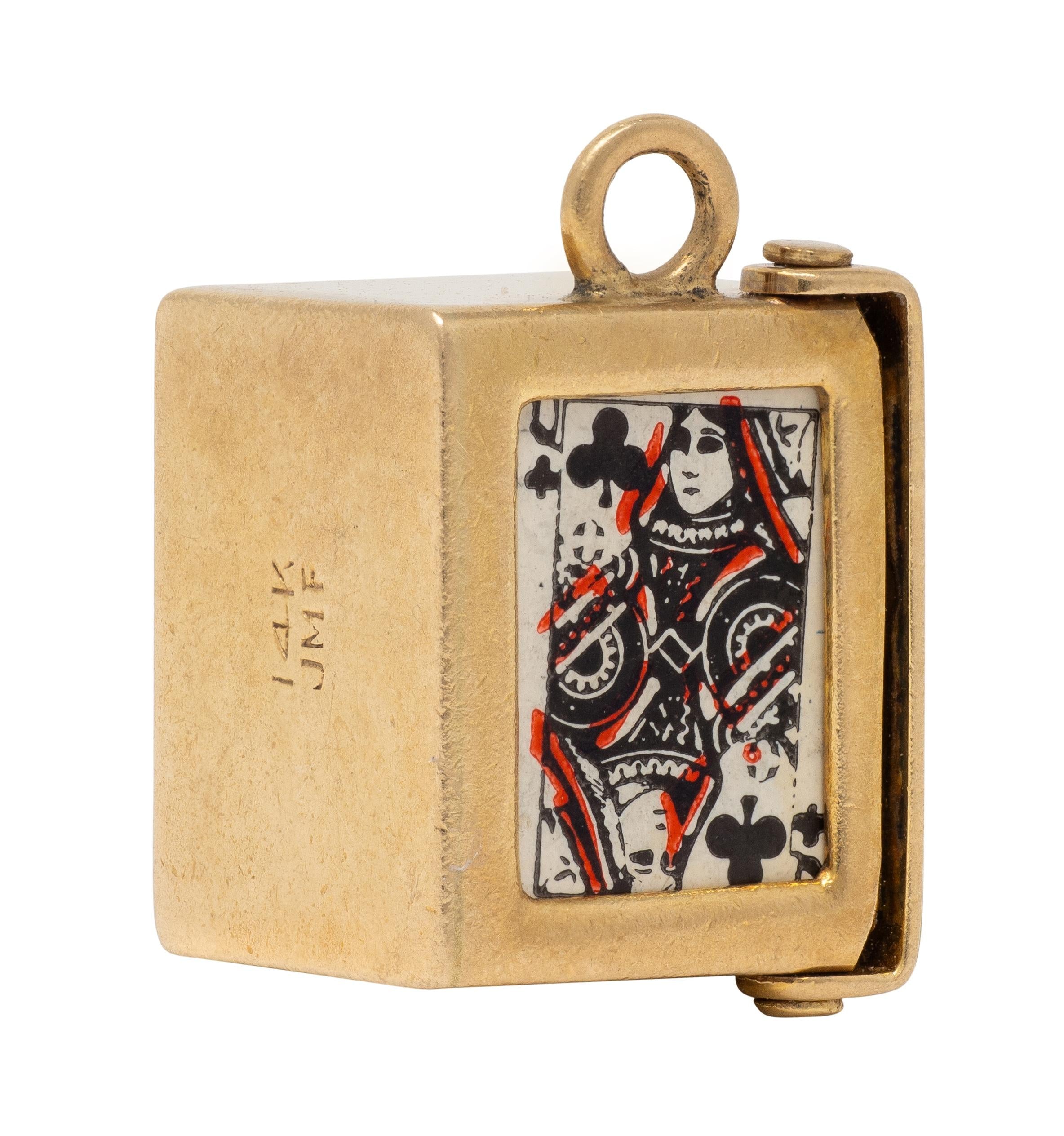 1940's Retro 14 Karat Yellow Gold Vintage Deck Playing Cards Pendant Charm