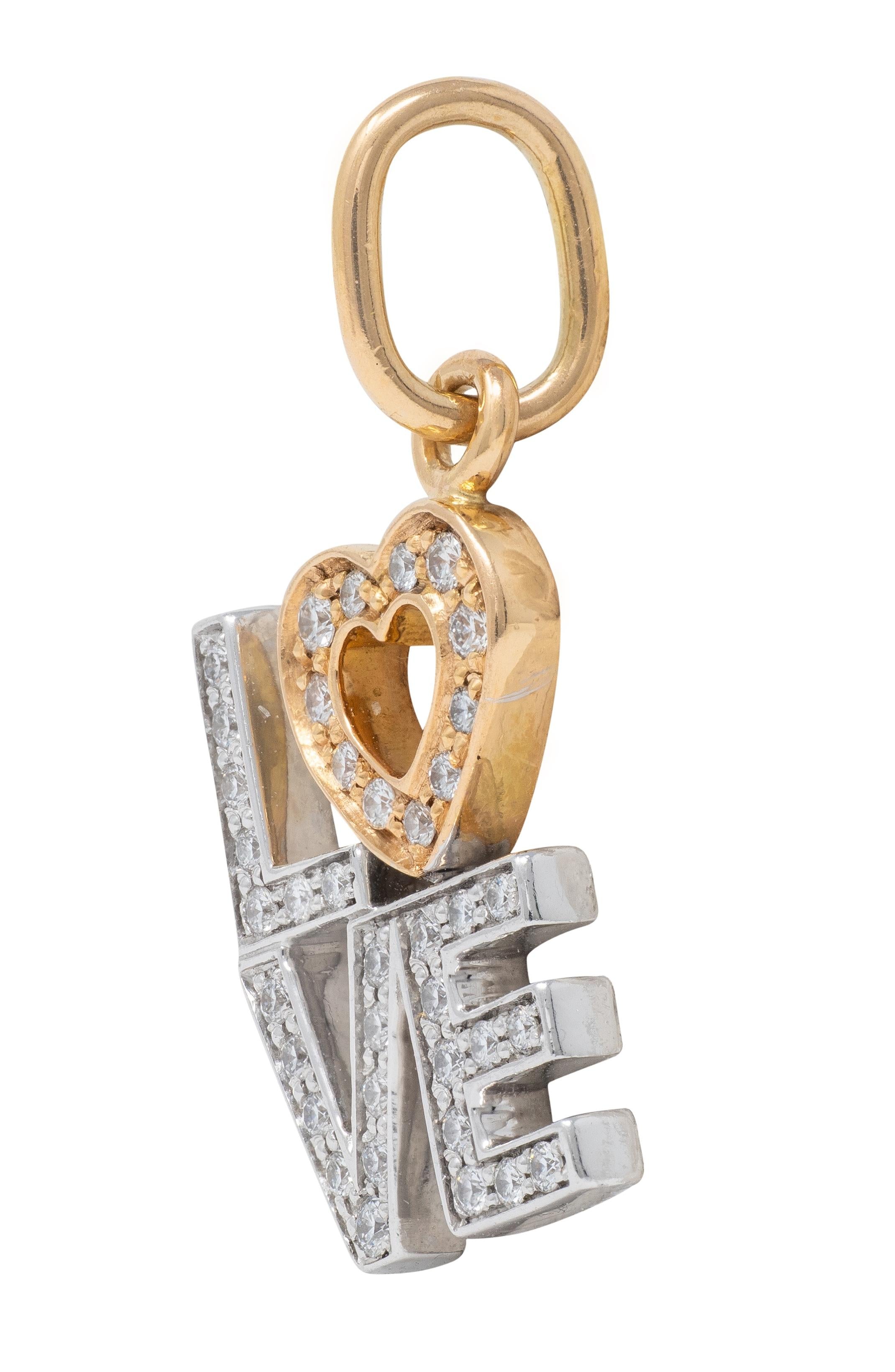 Tiffany & Co. 2000's Diamond 18 Karat Two-Tone Gold Love Charm