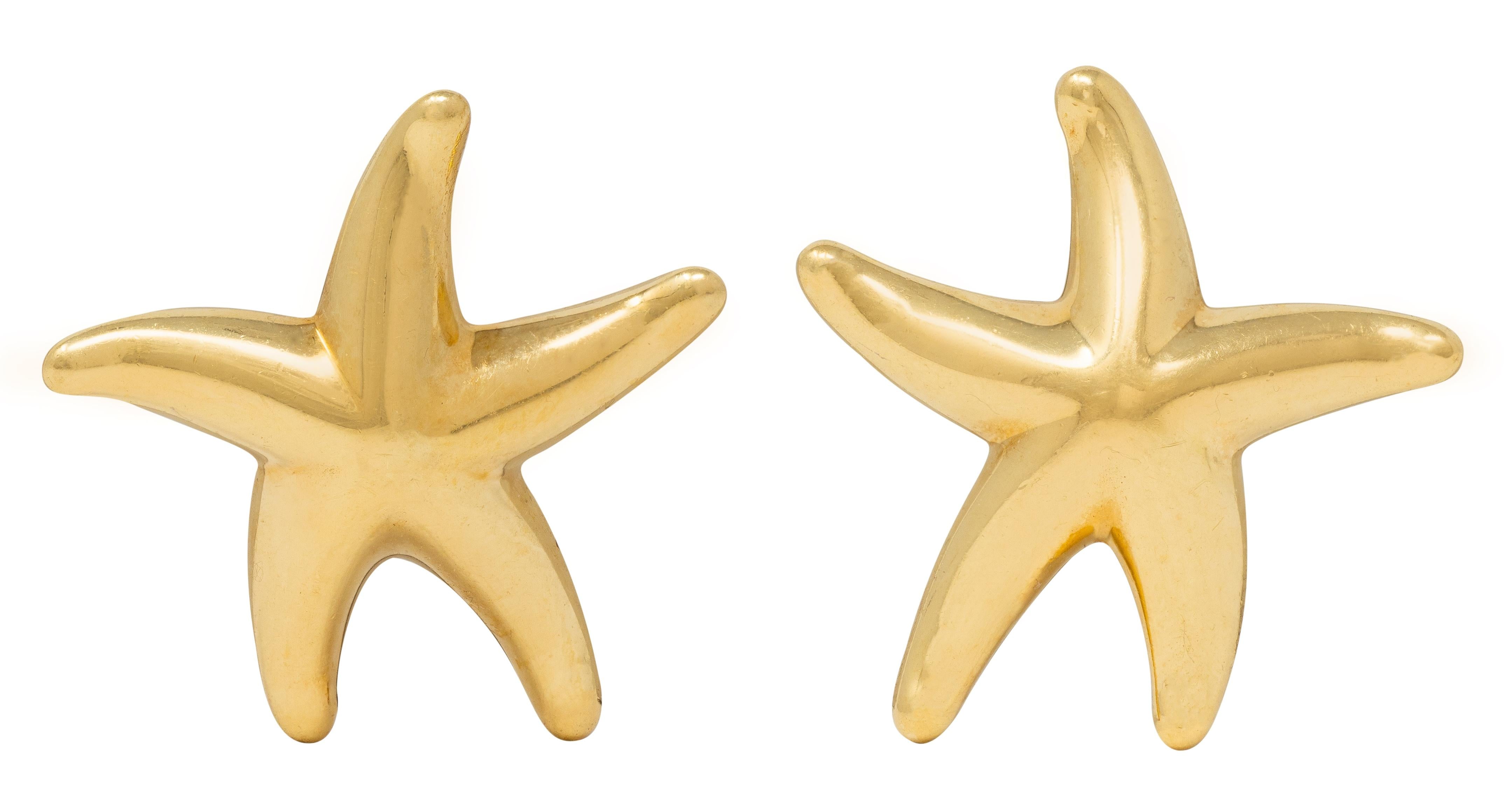 Elsa Peretti Tiffany & Co. 1990's 18 Karat Yellow Gold Vintage Starfish Earrings