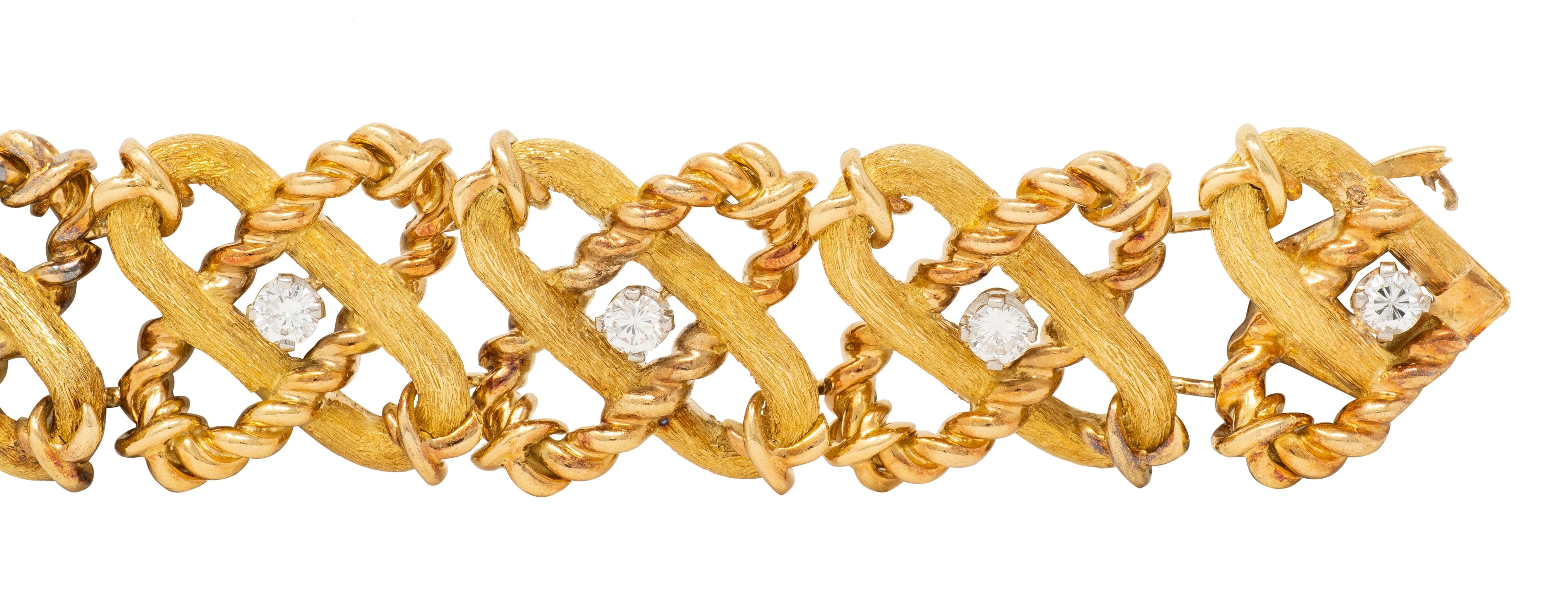 Jean Schlumberger Tiffany & Co. French 1960's Diamond 18K Gold Vintage Bracelet