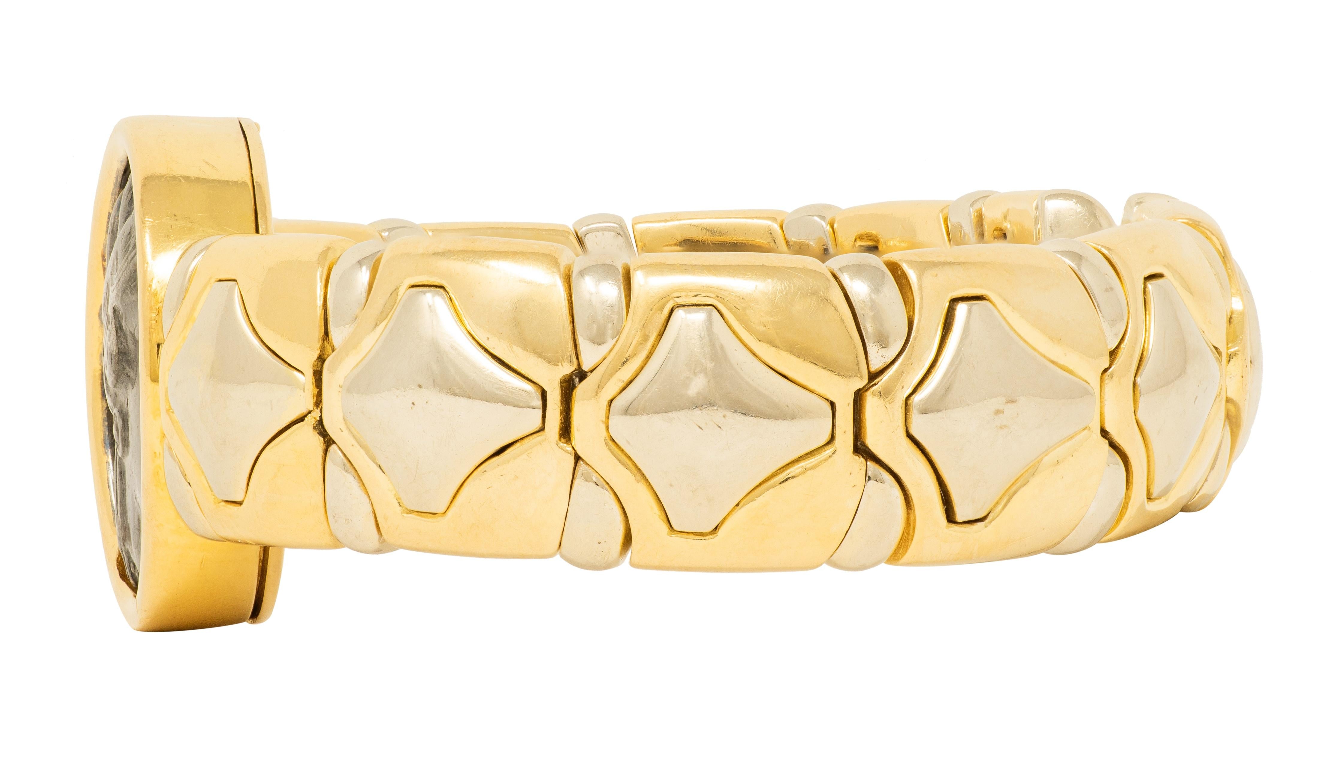 Bulgari 1980's Ancient Coin 18K Gold Vintage Monete Tubogas Cuff Bracelet