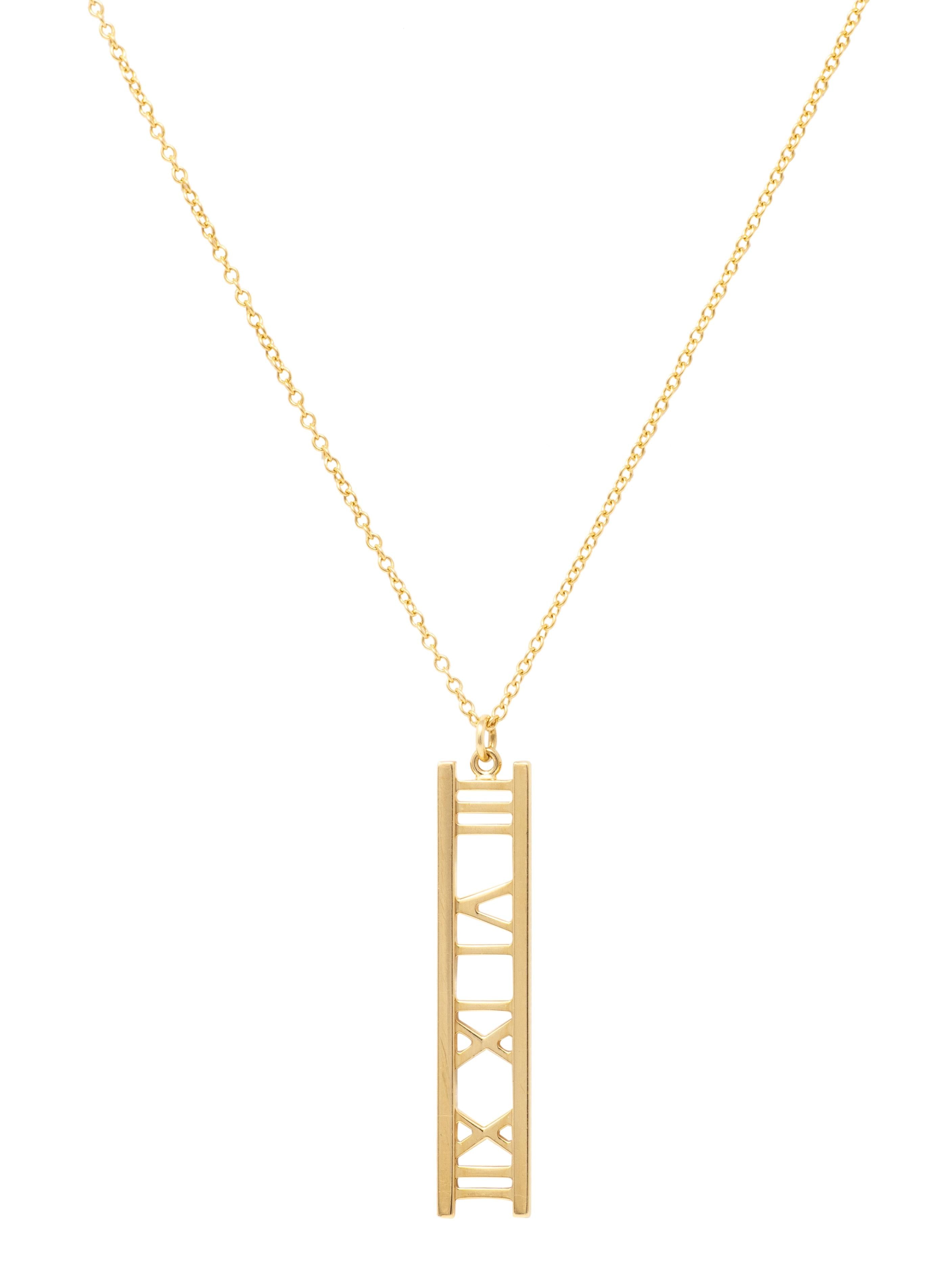 Tiffany & Co. Contemporary 18 Karat Yellow Gold Atlas Bar Pendant Necklace