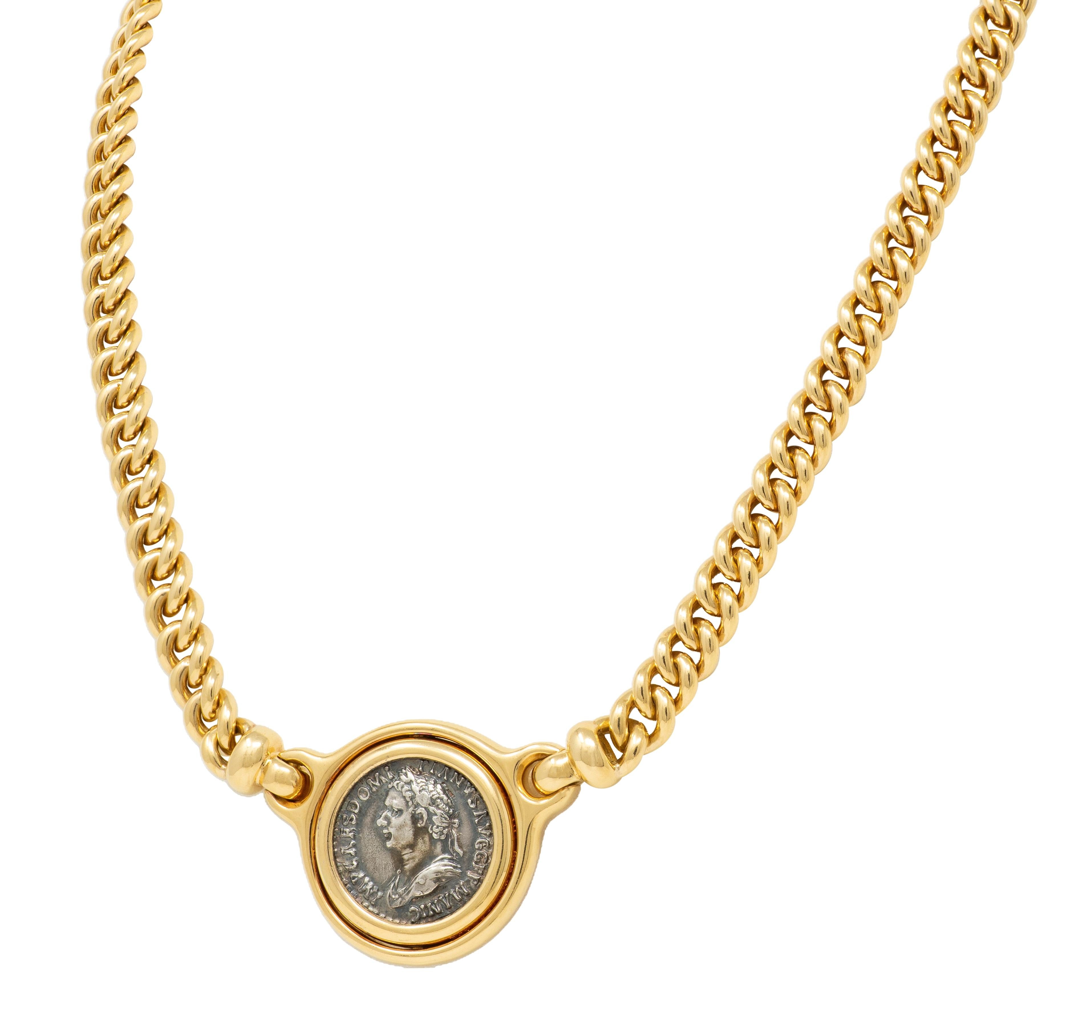 Bulgari Ancient Coin 18K Gold Vintage Flip Roman Constantine Vintage Necklace