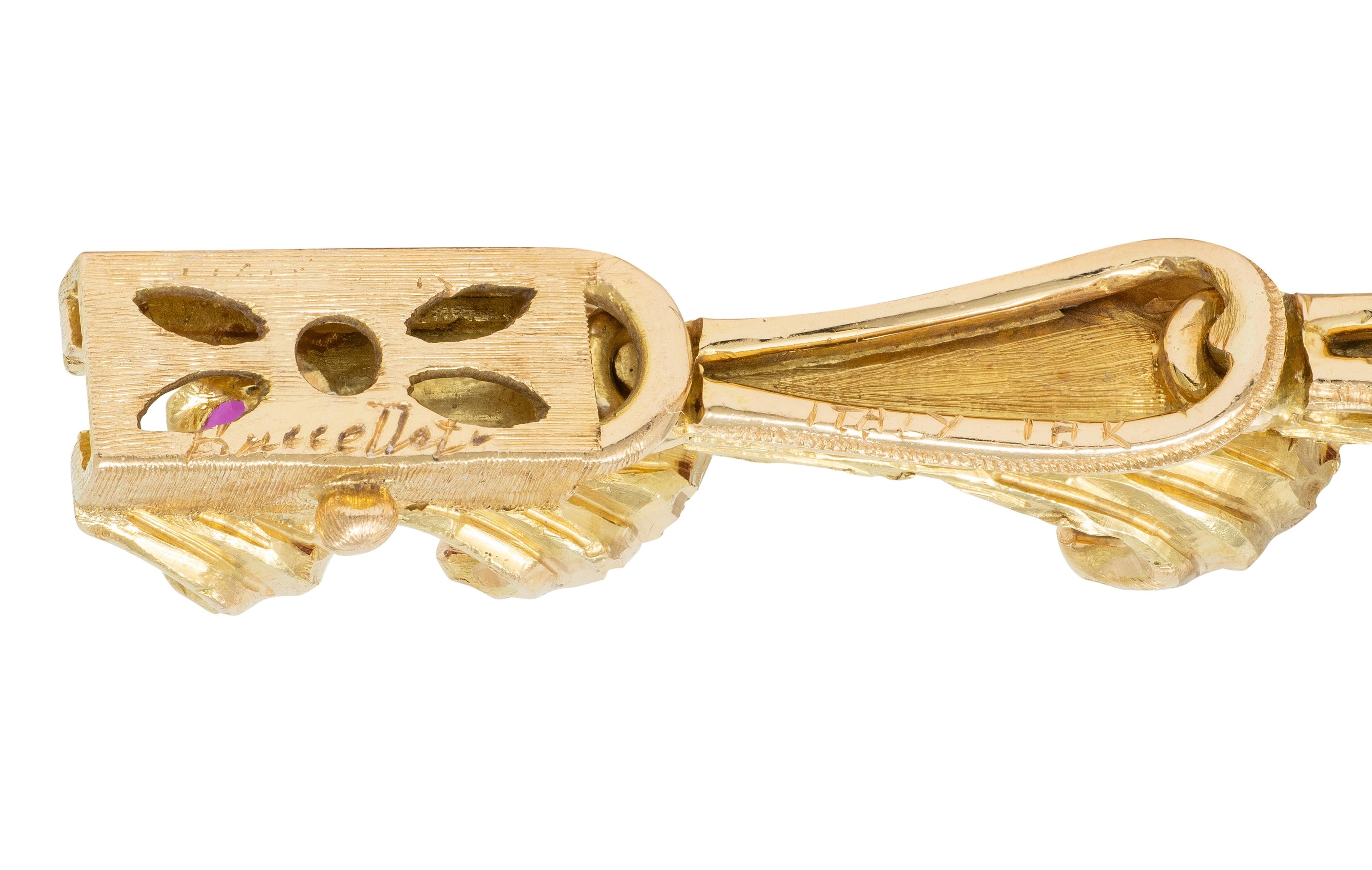 Buccellati 1960 132.76 CTW Amethyst Ruby 18K Gold Vintage Floral Collar Necklace