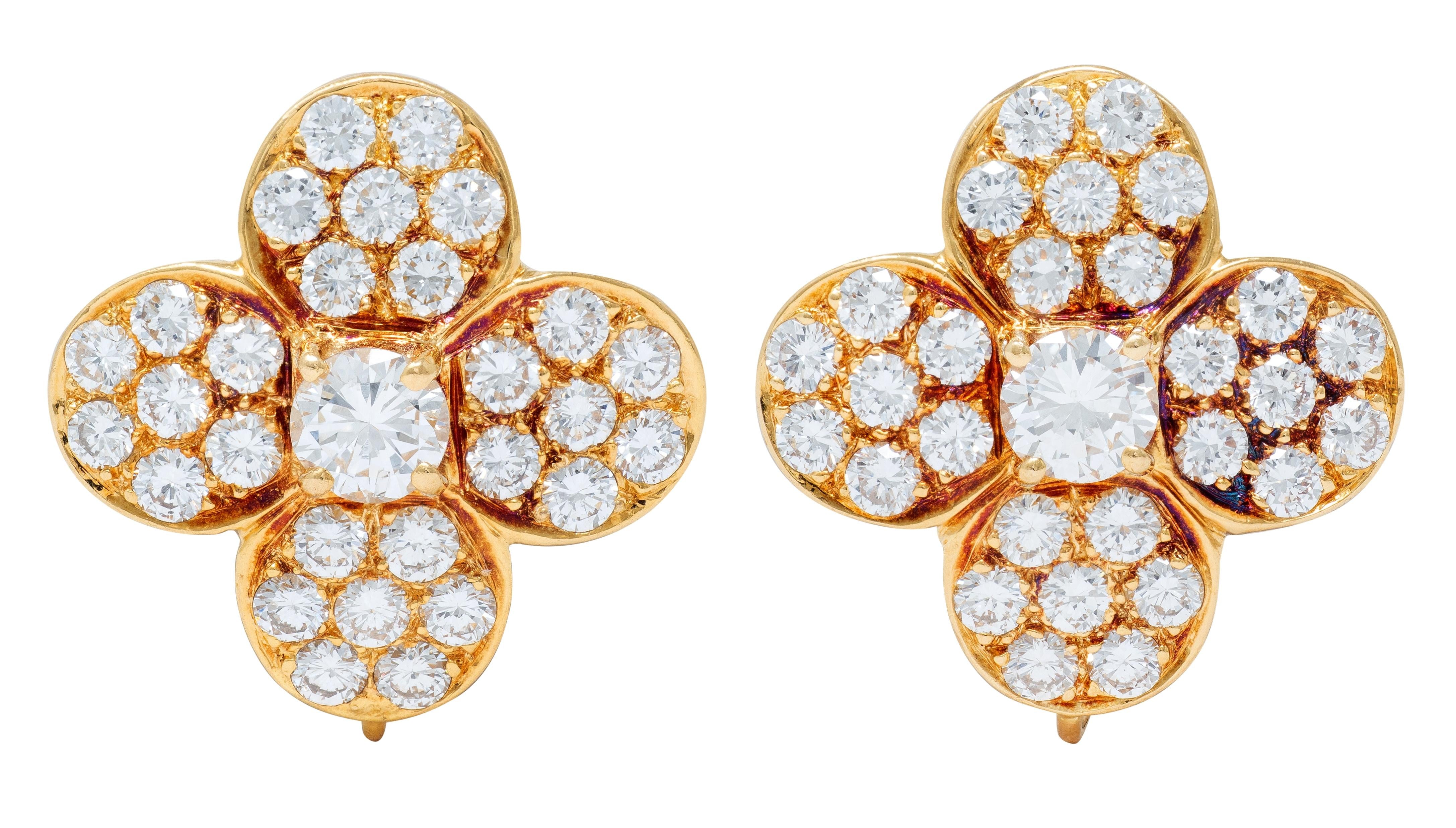 Van Cleef & Arpels French 1980 Diamond Pearl Alhambra Day-To-Night Earrings