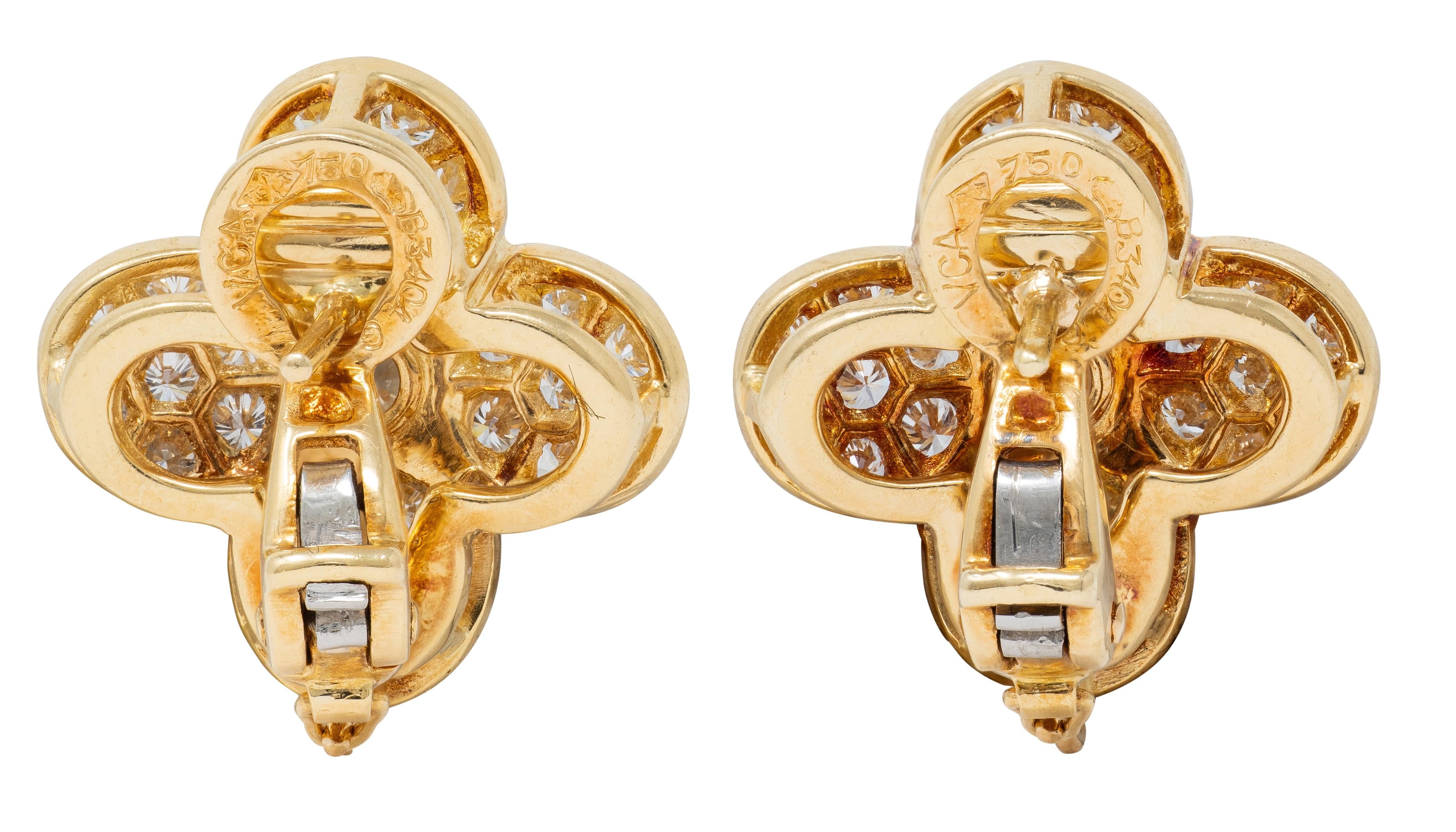 Van Cleef & Arpels French 1980 Diamond Pearl Alhambra Day-To-Night Earrings