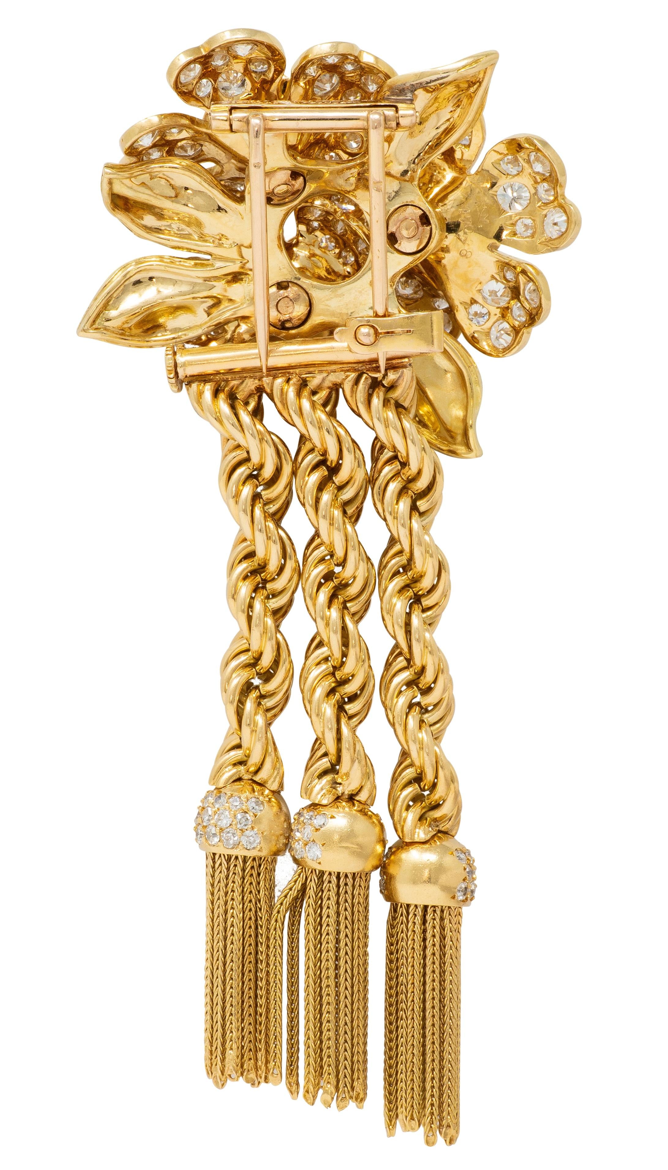 Van Cleef & Arpels 1949 French Diamond 18K Gold Vintage Brooch Necklace