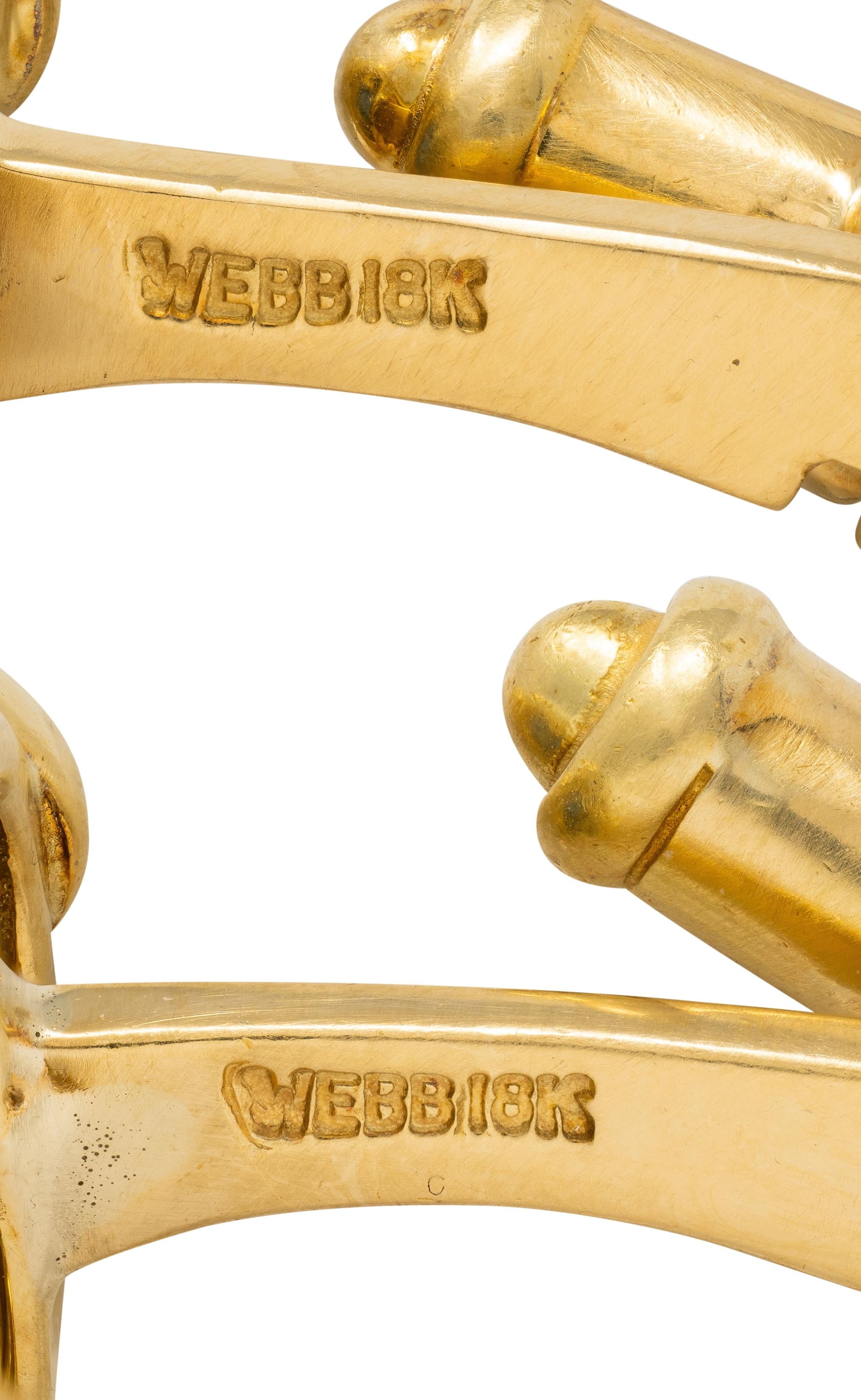 David Webb 1980's 3.50 CTW Ruby Sapphire 18 Karat Gold Vintage Bar Cufflinks