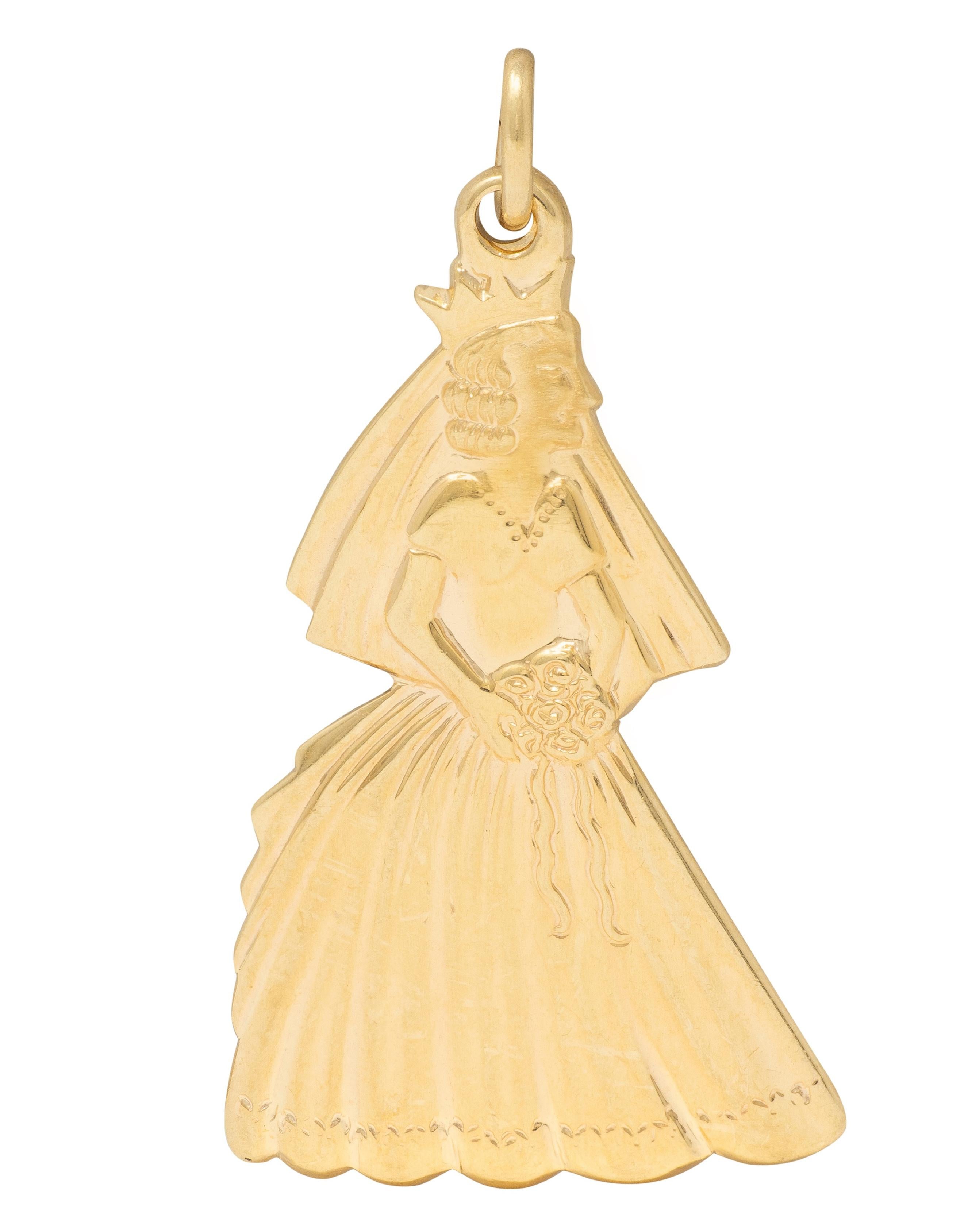 Carl Art Inc. Mid-Century 14 Karat Yellow Gold Vintage Bride Pendant Charm