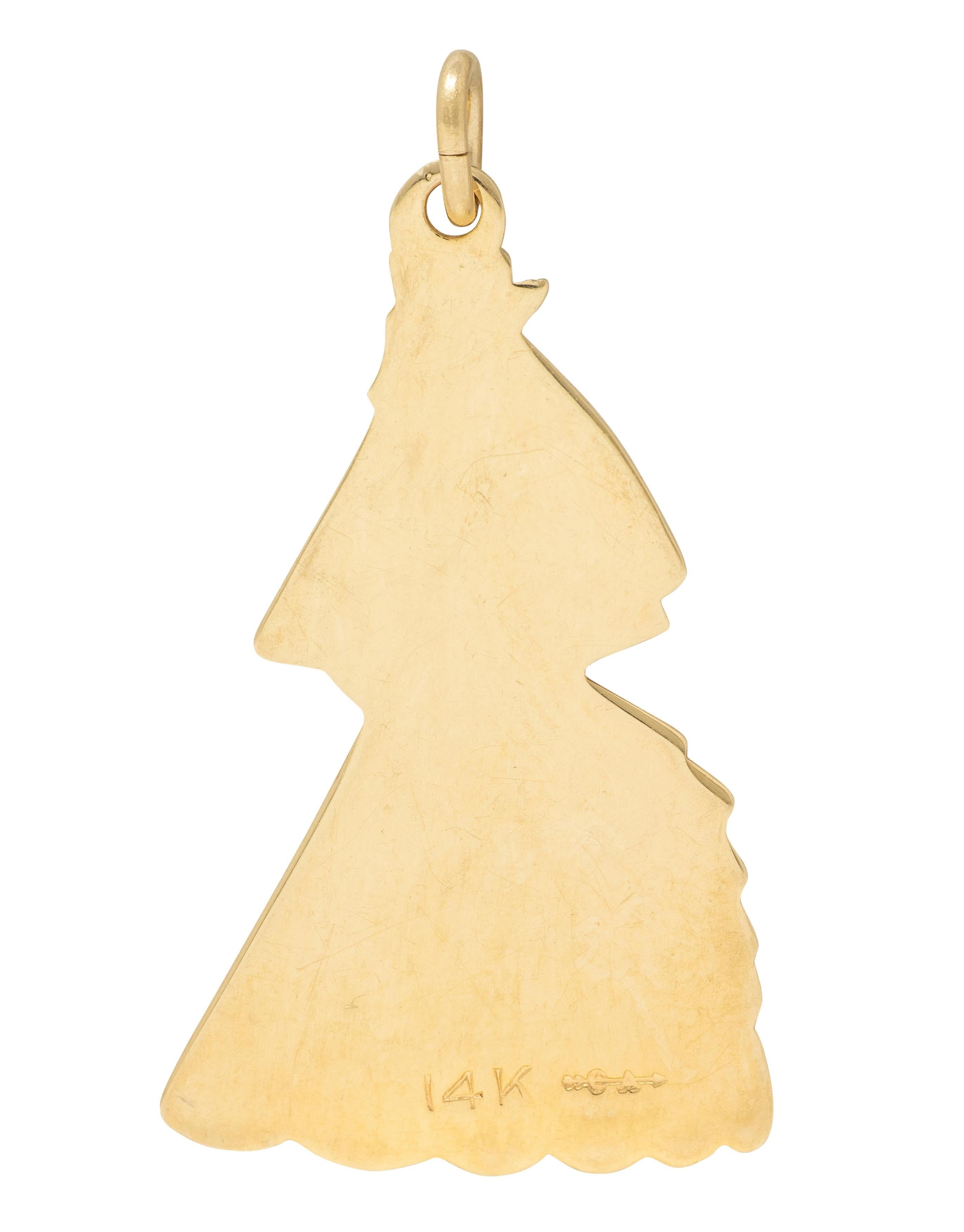 Carl Art Inc. Mid-Century 14 Karat Yellow Gold Vintage Bride Pendant Charm