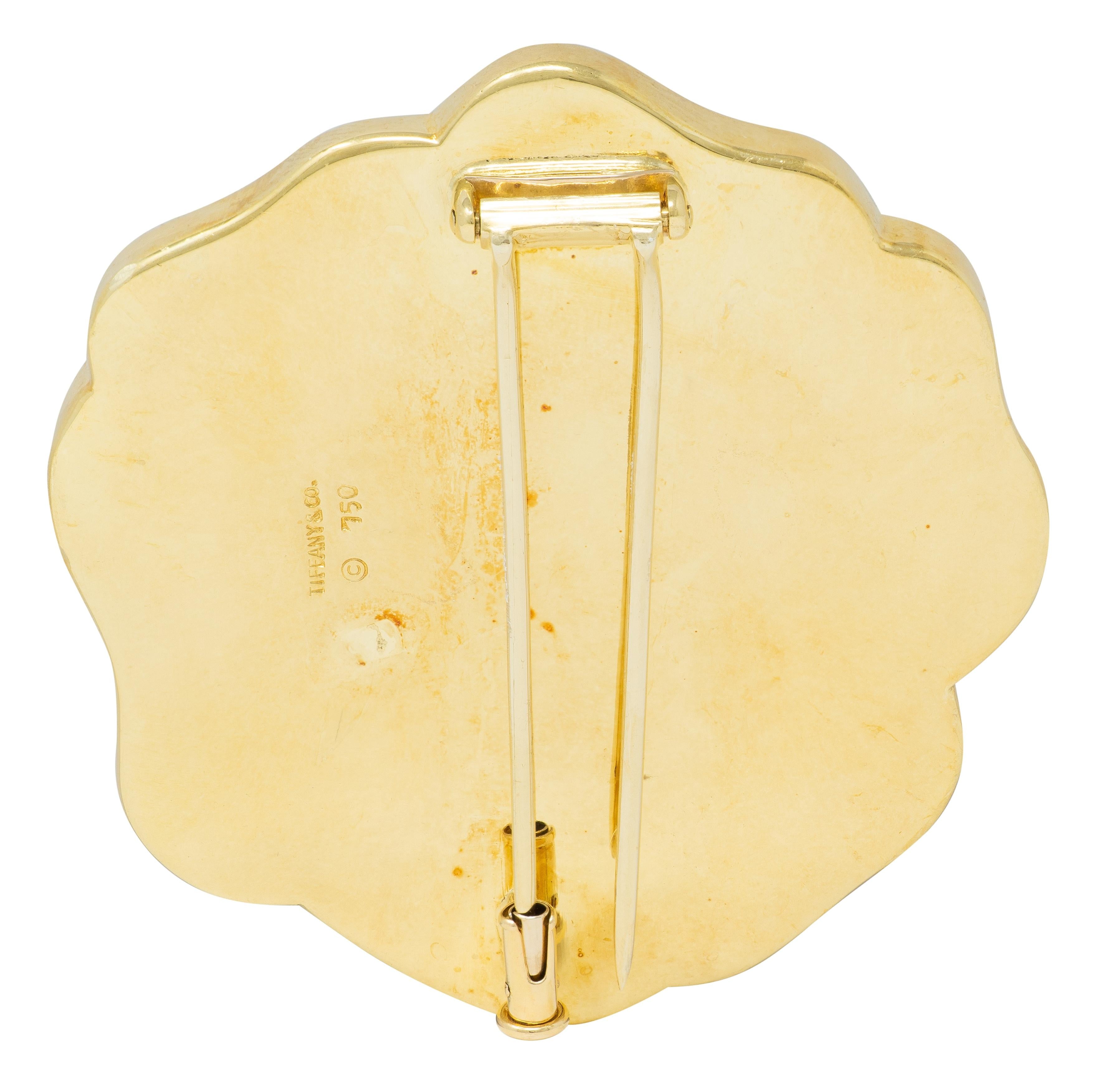 Angela Cummings Tiffany & Co. Multi-Gem Inlay 18K Vintage Poppy Flower Brooch