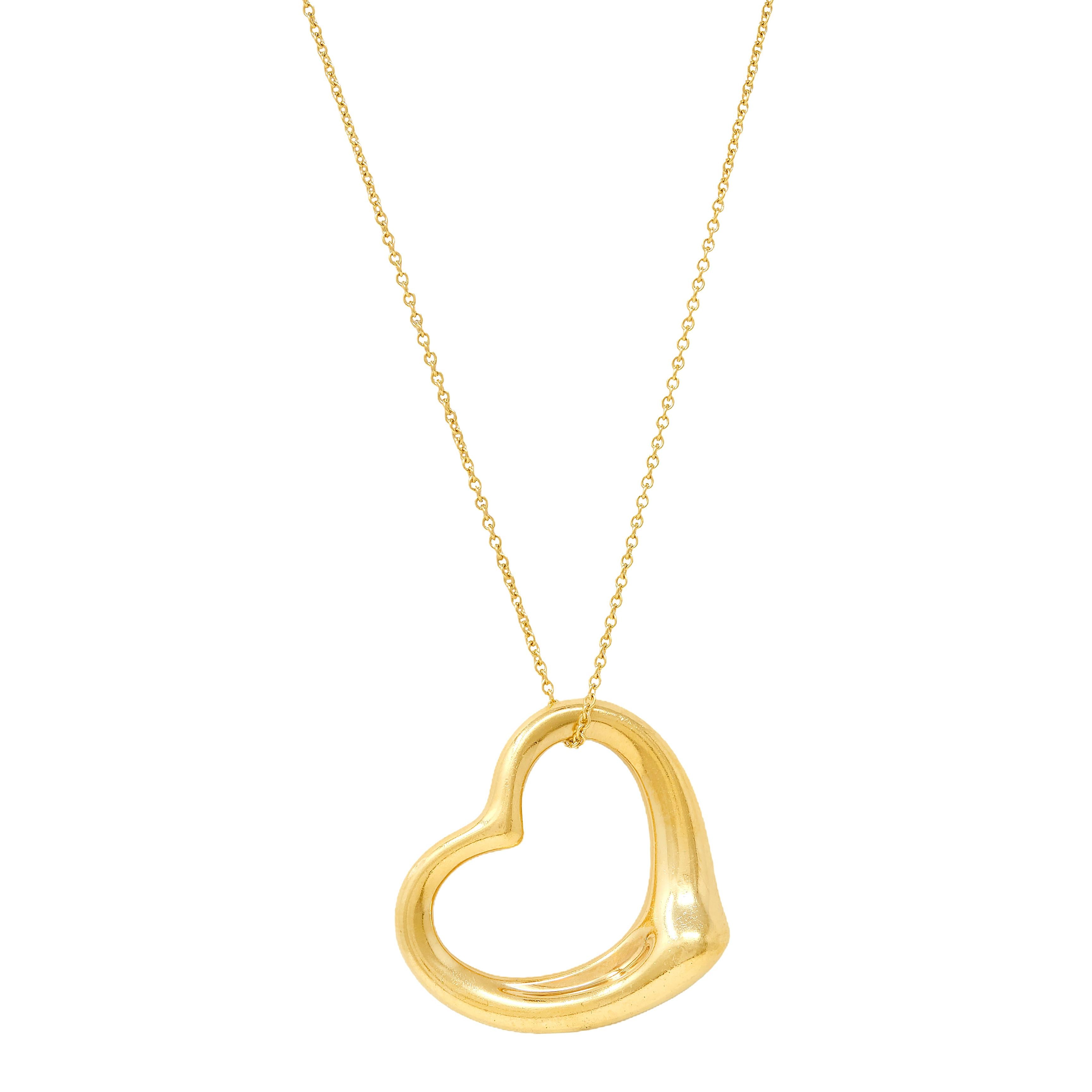 Elsa Peretti Tiffany & Co. 18 Karat Yellow Gold Vintage Open Heart Necklace
