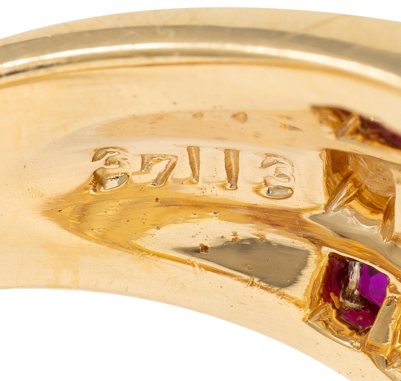 Oscar Heyman 1980's Ruby Diamond 18 Karat Yellow Gold Vintage Channel Band Ring