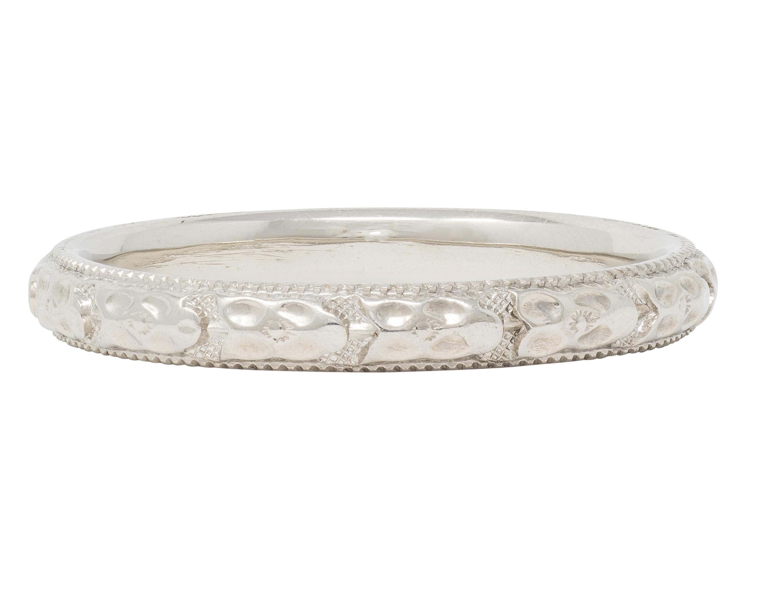 Art Deco 18 Karat White Gold Vintage Orange Blossom Wedding Band Ring