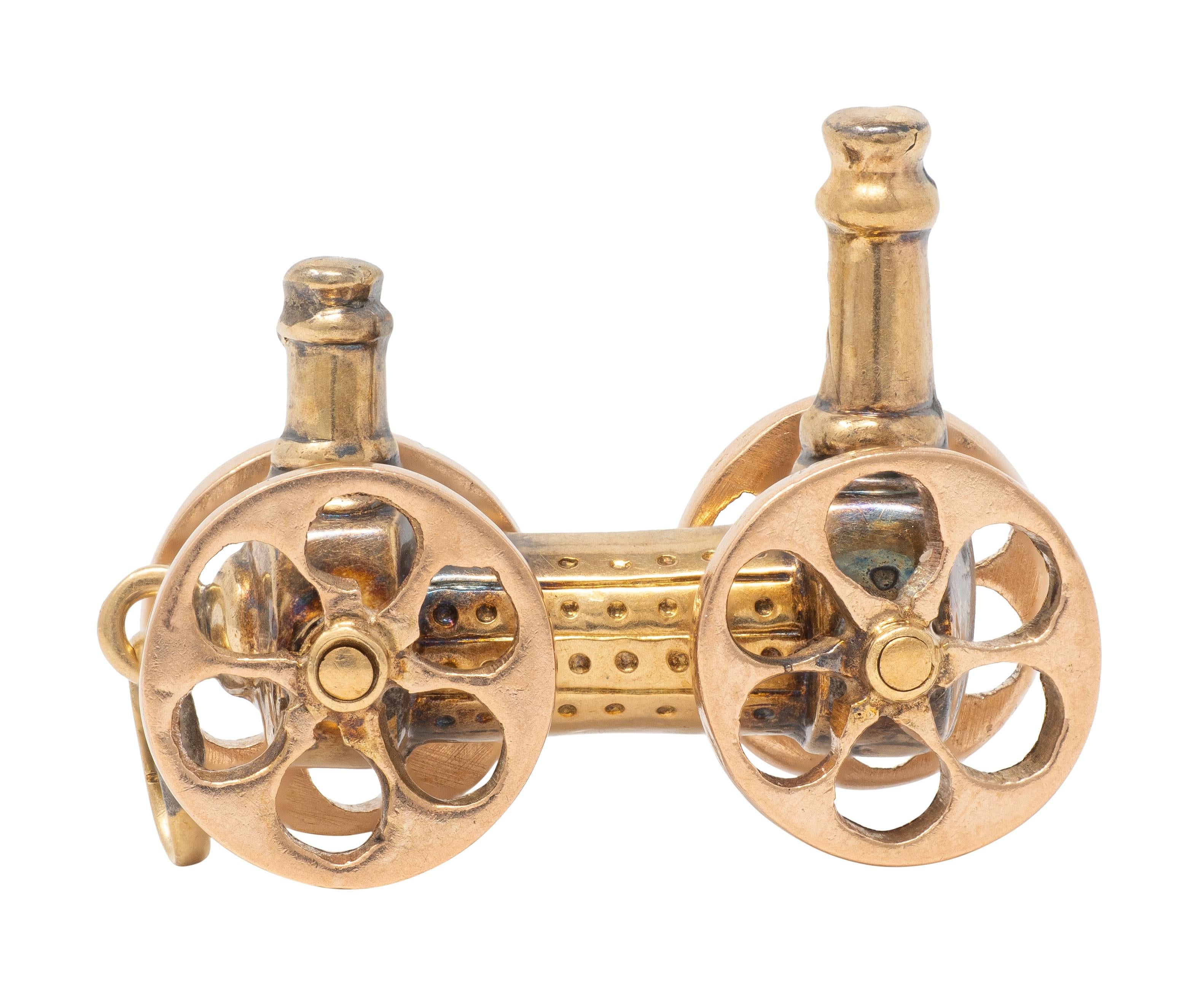 Victorian 14 Karat Two-Tone Gold Antique Locomotive Train Charm