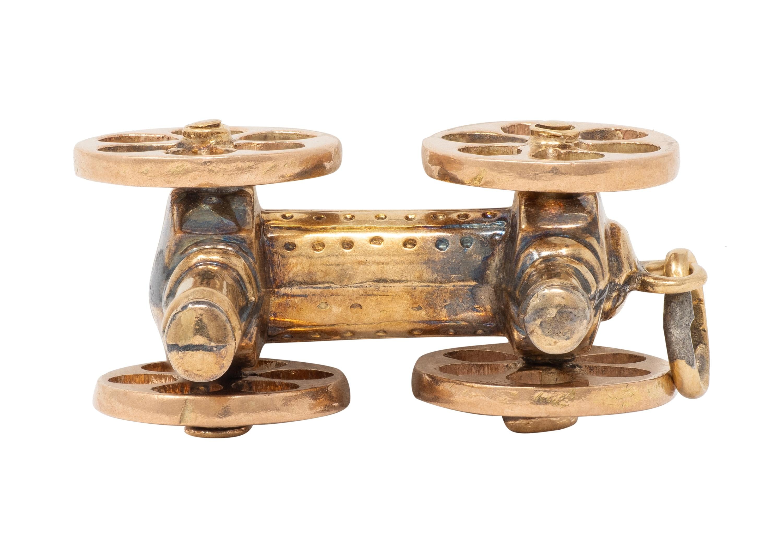 Victorian 14 Karat Two-Tone Gold Antique Locomotive Train Charm