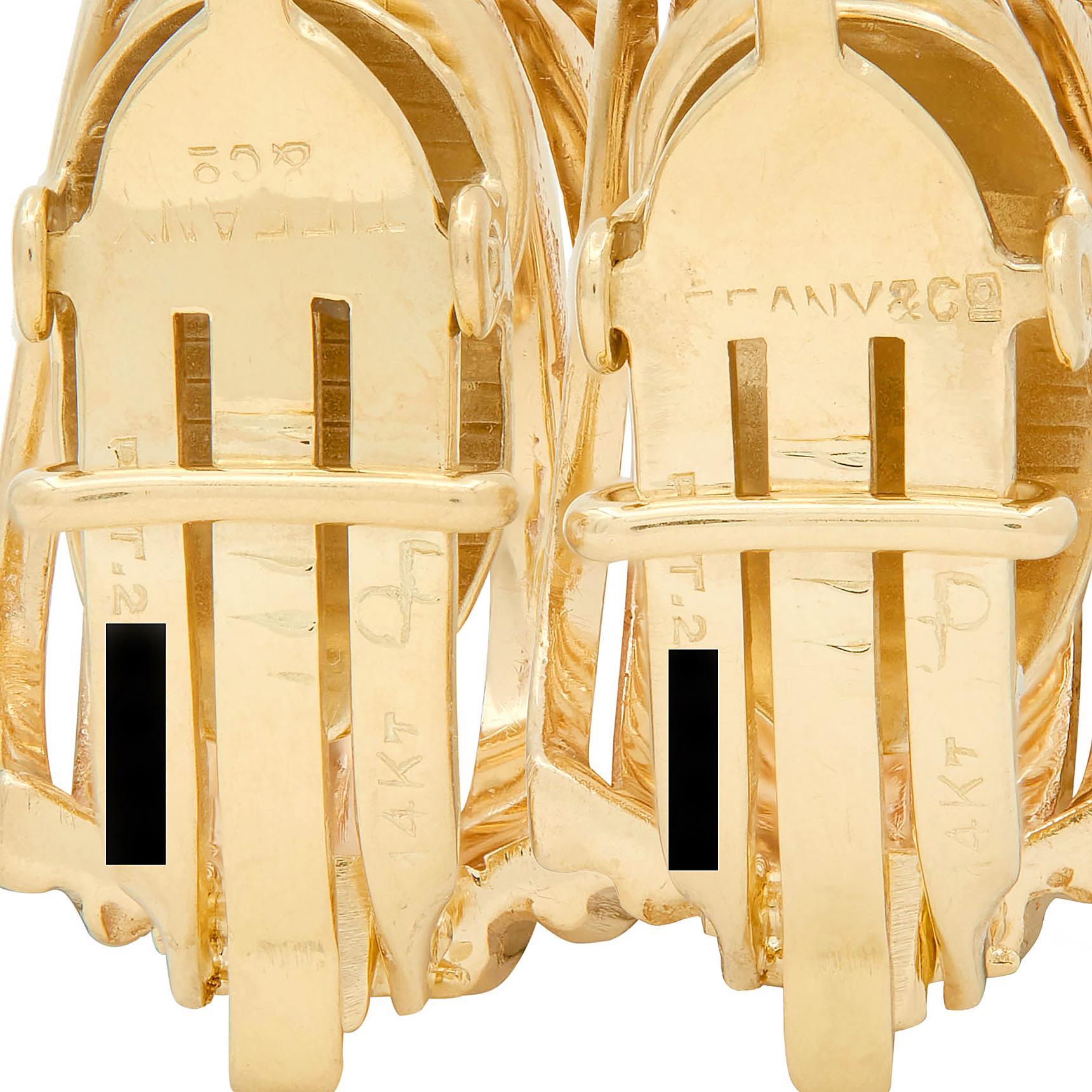 Tiffany & Co. Retro 14 Karat Yellow Gold Vintage Wire J-Hoop Ear-Clip Earrings