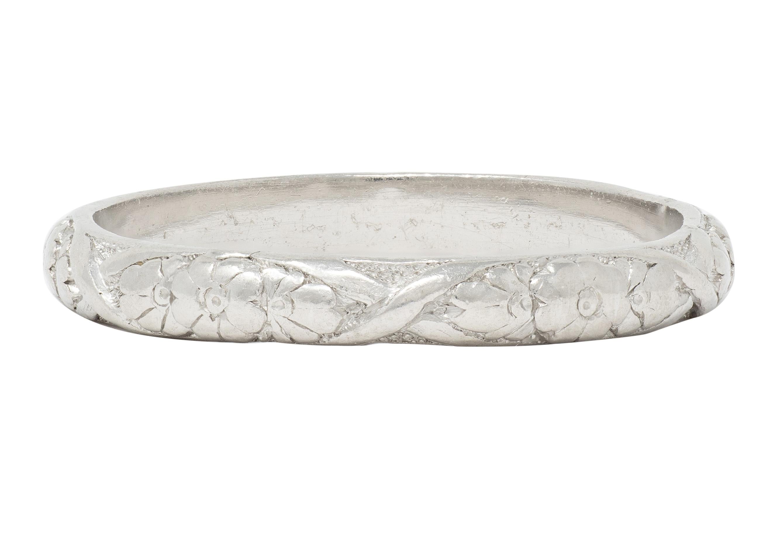 Art Deco Platinum Orange Blossom Wedding Band Ring