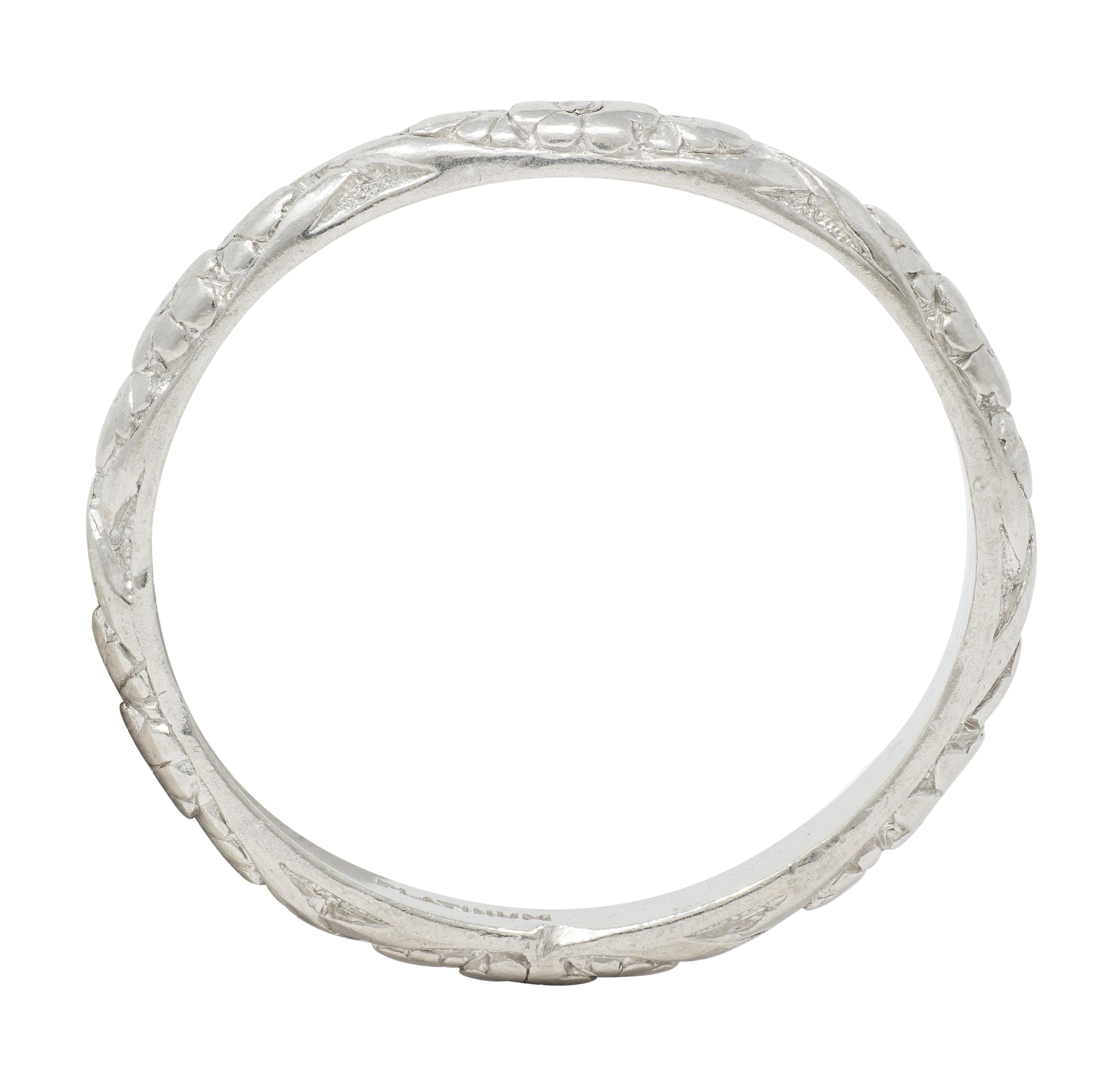 Art Deco Platinum Orange Blossom Wedding Band Ring