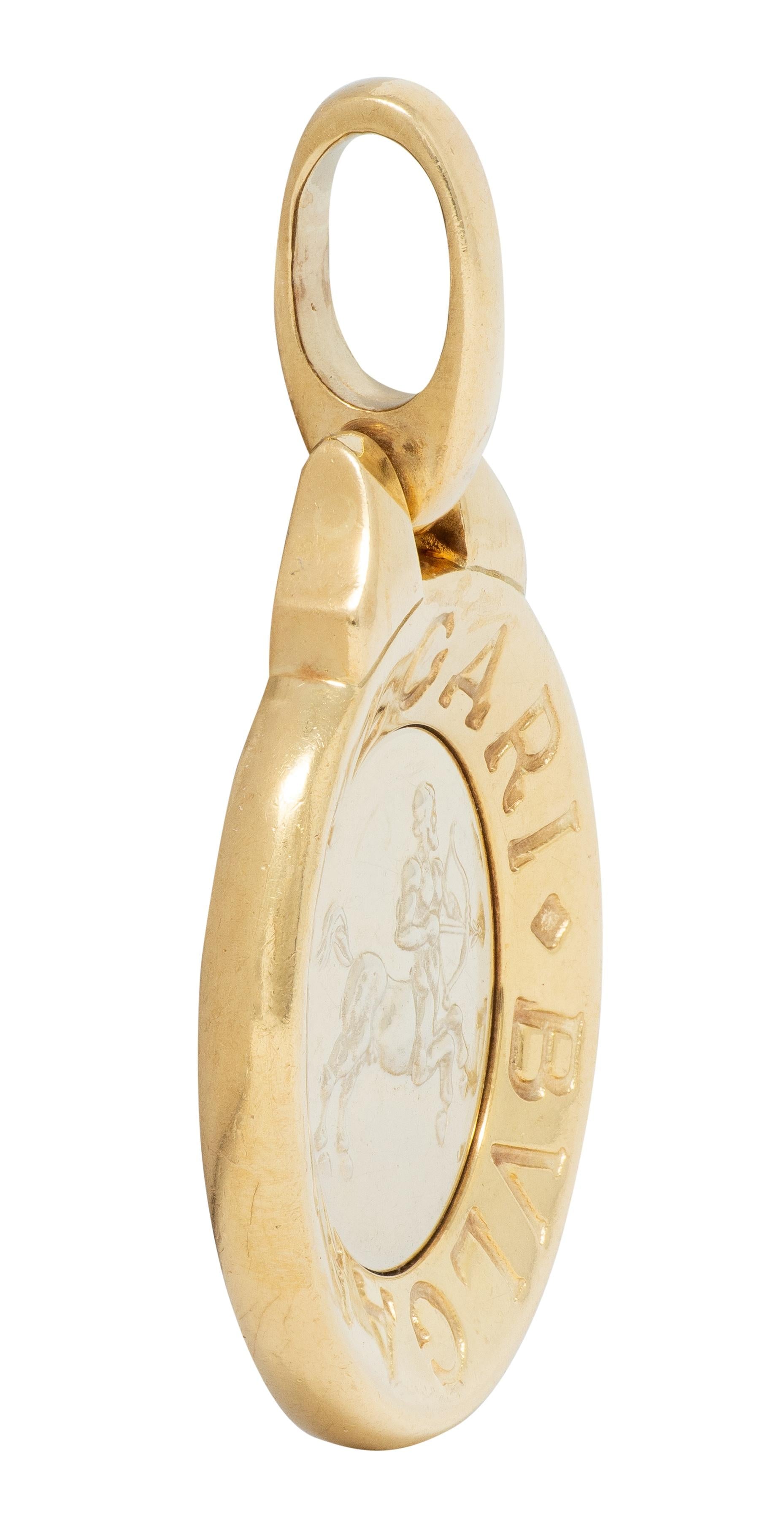 Bulgari 1990's 18 Karat Two-Tone Gold Vintage Sagittarius Zodiac Pendant