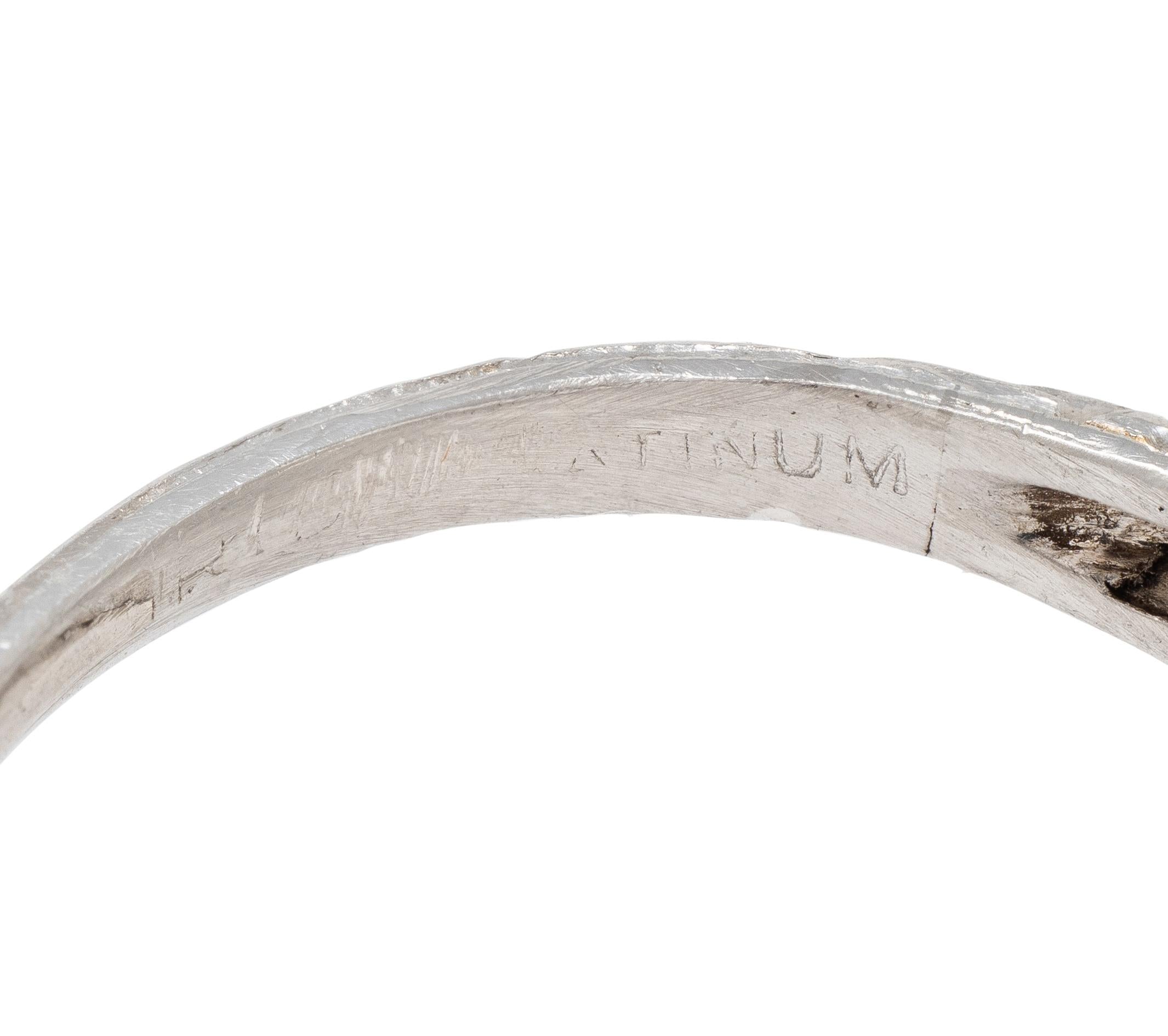 Art Deco 2.03 CTW Old European Diamond Platinum Foliate Vintage Engagement Ring