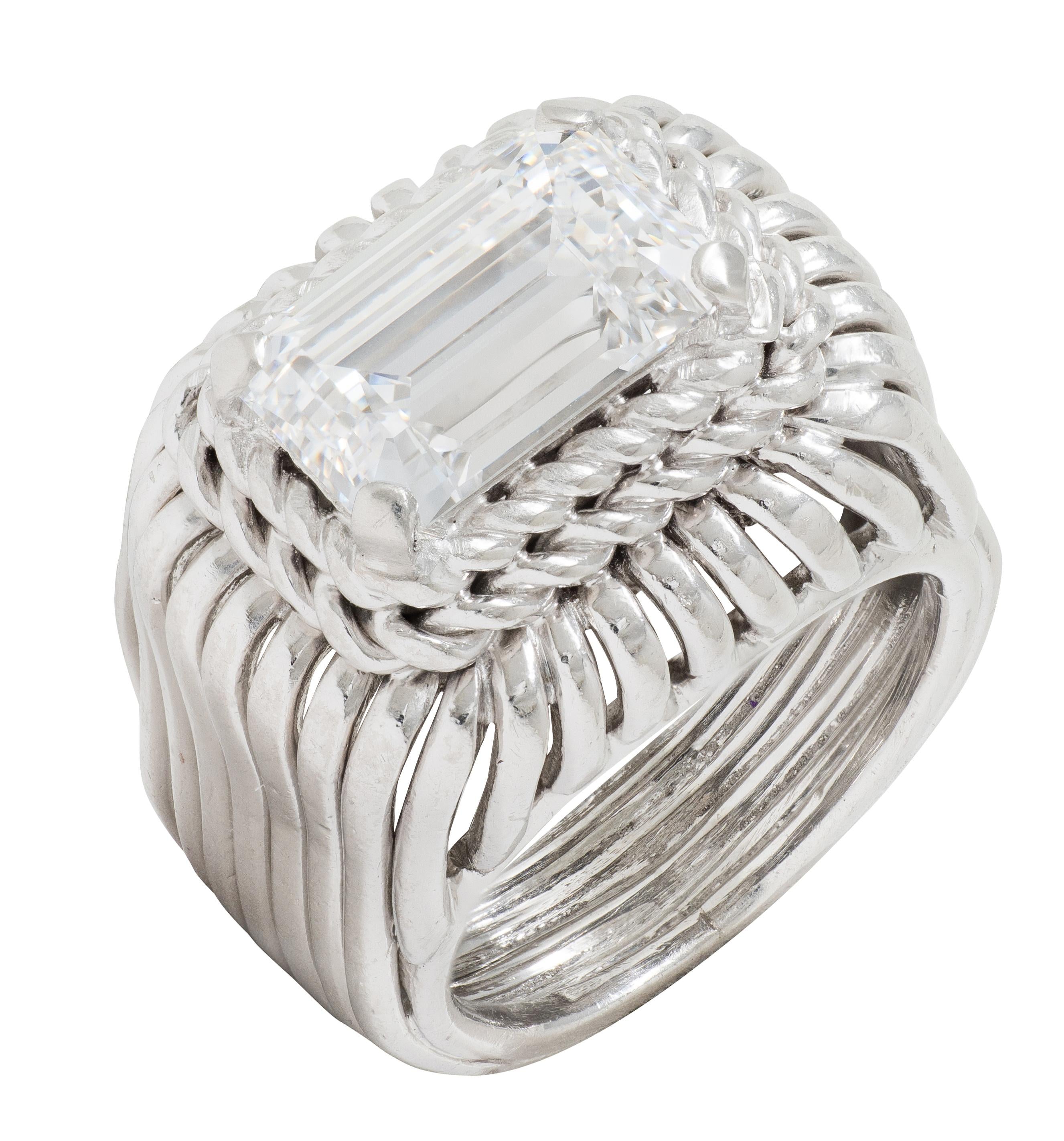 Marchak Paris 1960's 2.53 CT Diamond Platinum Vintage Wire Dome Ring GIA