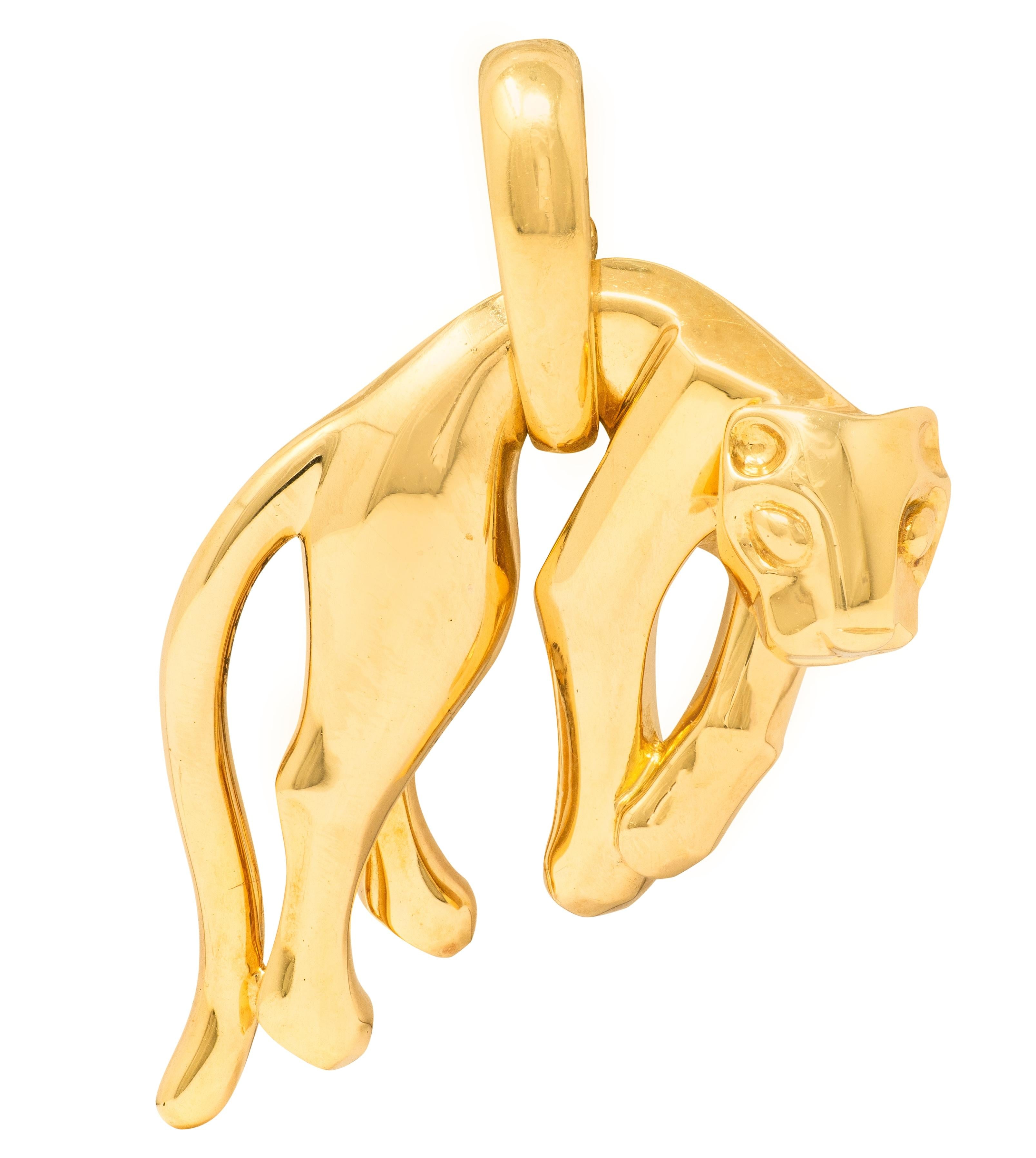 Cartier 1991 18 Karat Yellow Gold Vintage Hanging Panthere Pendant