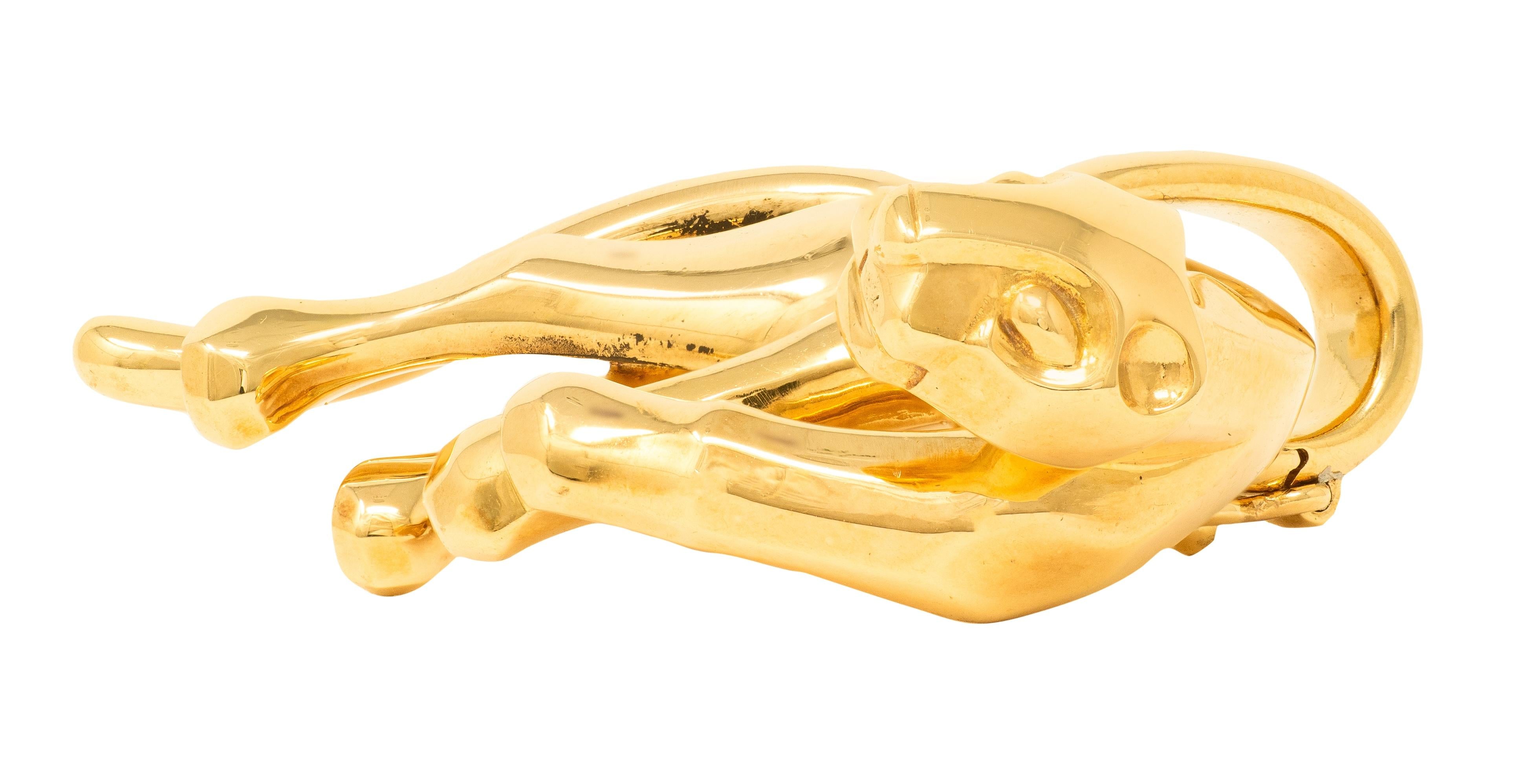 Cartier 1991 18 Karat Yellow Gold Vintage Hanging Panthere Pendant