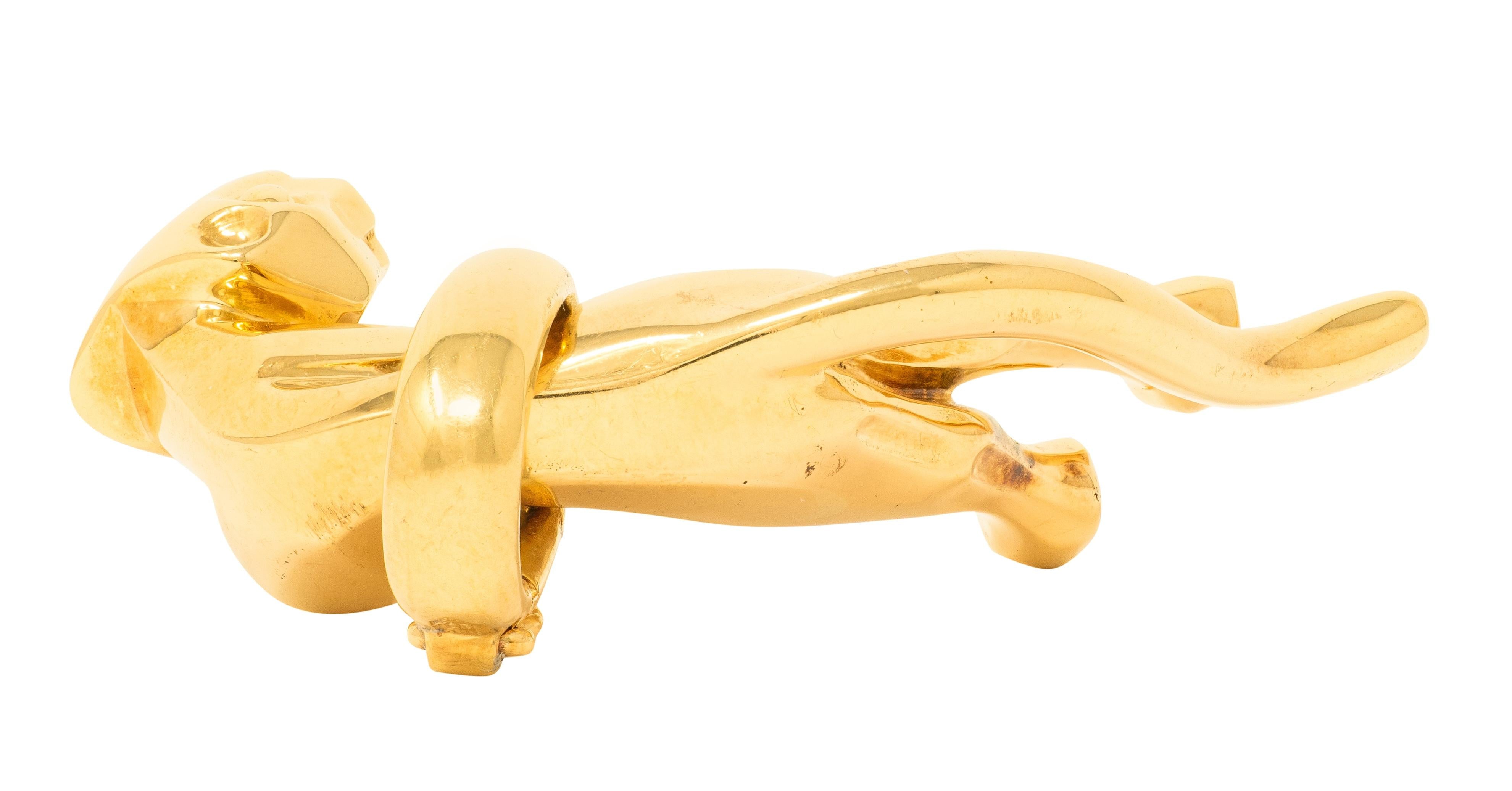 Cartier 1991 18 Karat Yellow Gold Vintage Hanging Panthere Pendant