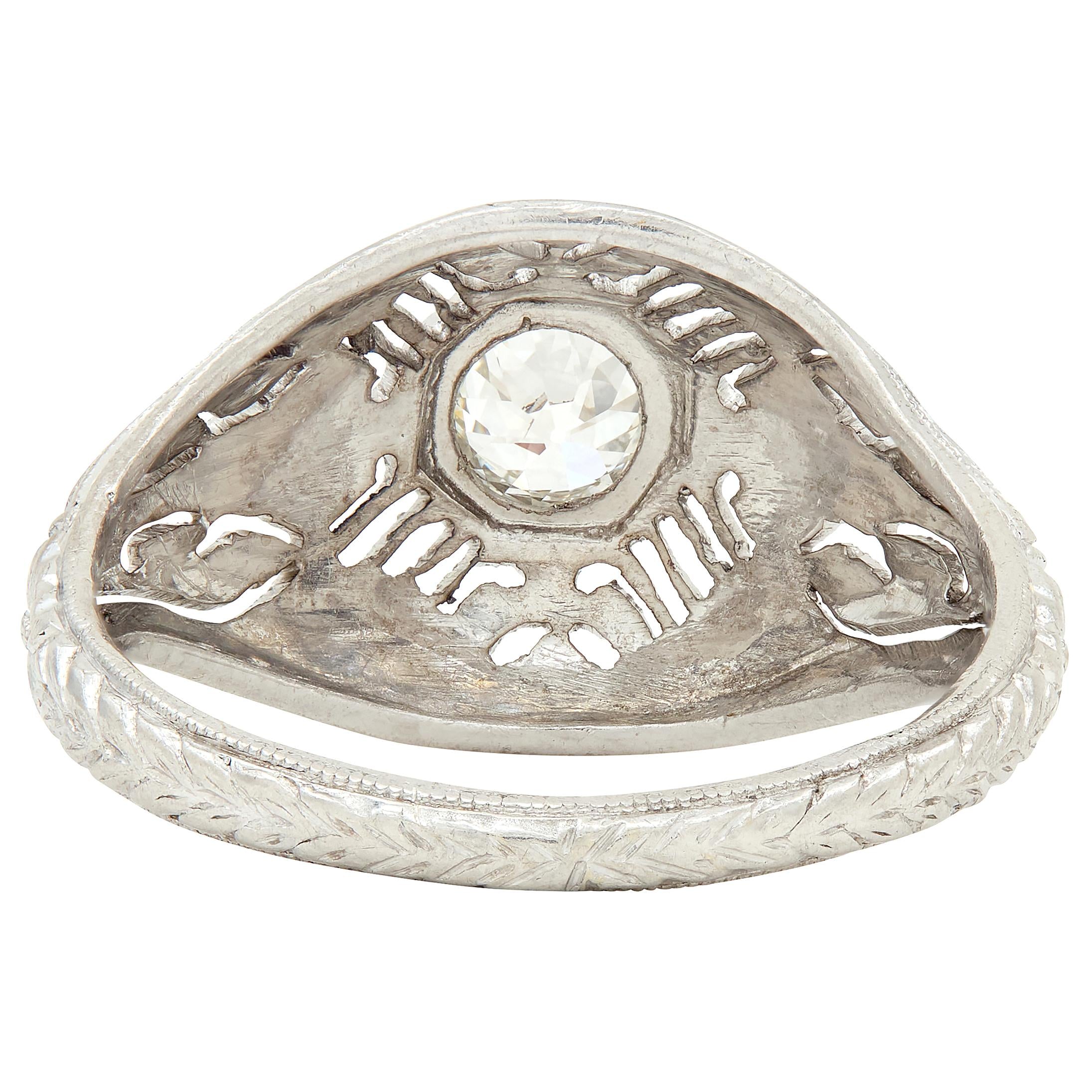 Edwardian Old European Diamond Platinum Orange Blossom Antique Engagement Ring