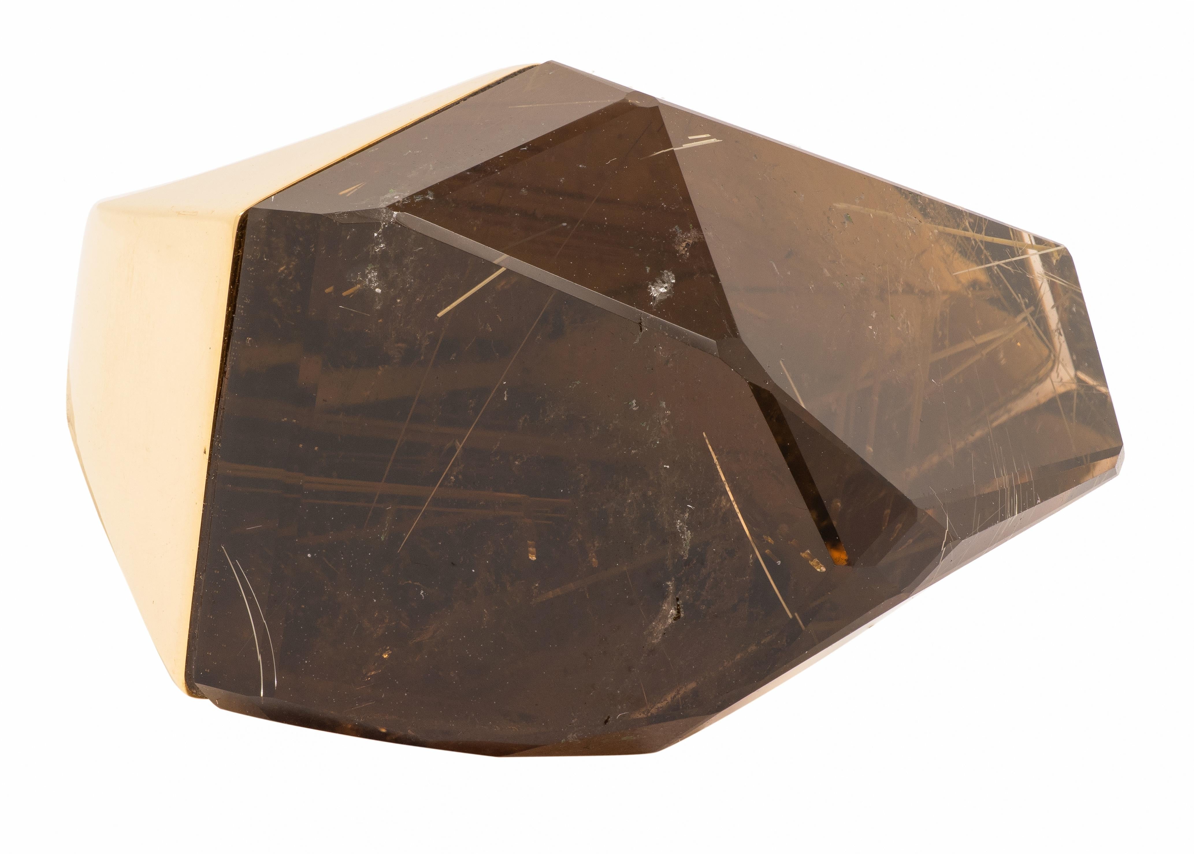 H. Stern Diane Von Furstenberg Rutilated Quartz 18 Karat Yellow Gold Power Ring