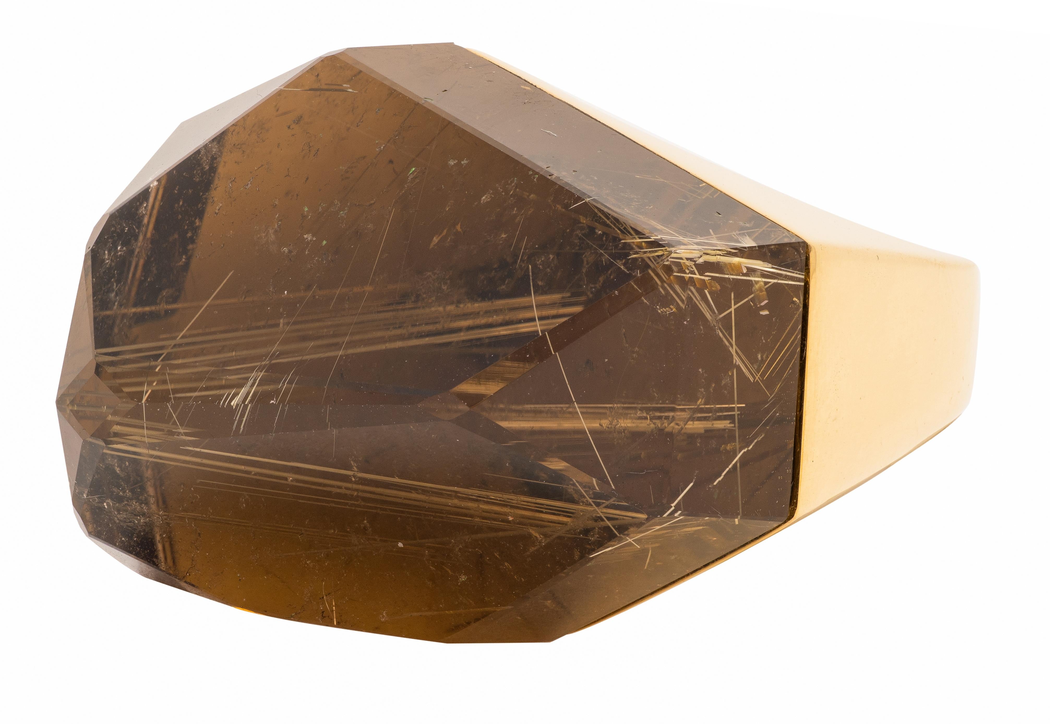 H. Stern Diane Von Furstenberg Rutilated Quartz 18 Karat Yellow Gold Power Ring